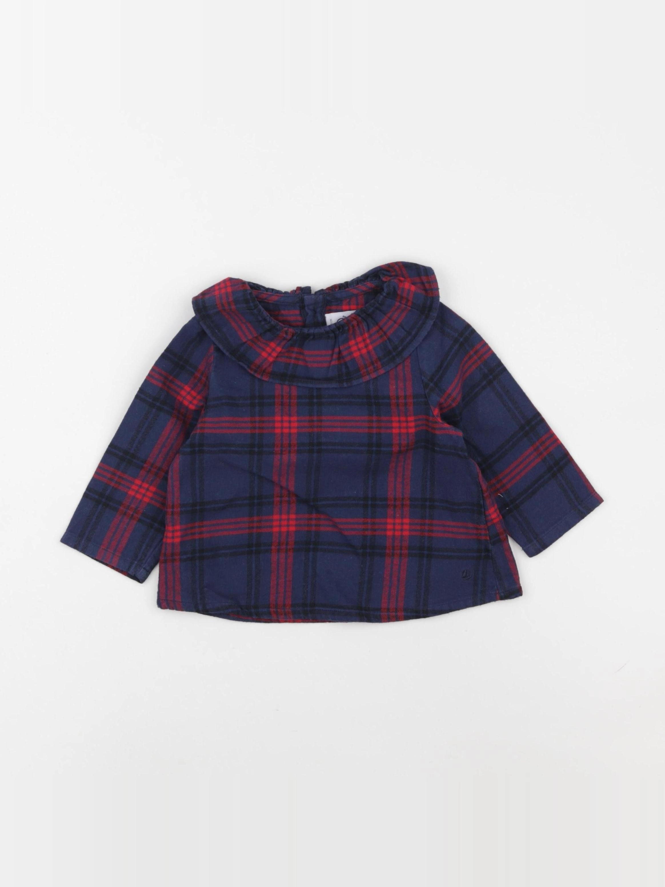 Petit Bateau - blouse bleu - 12 mois
