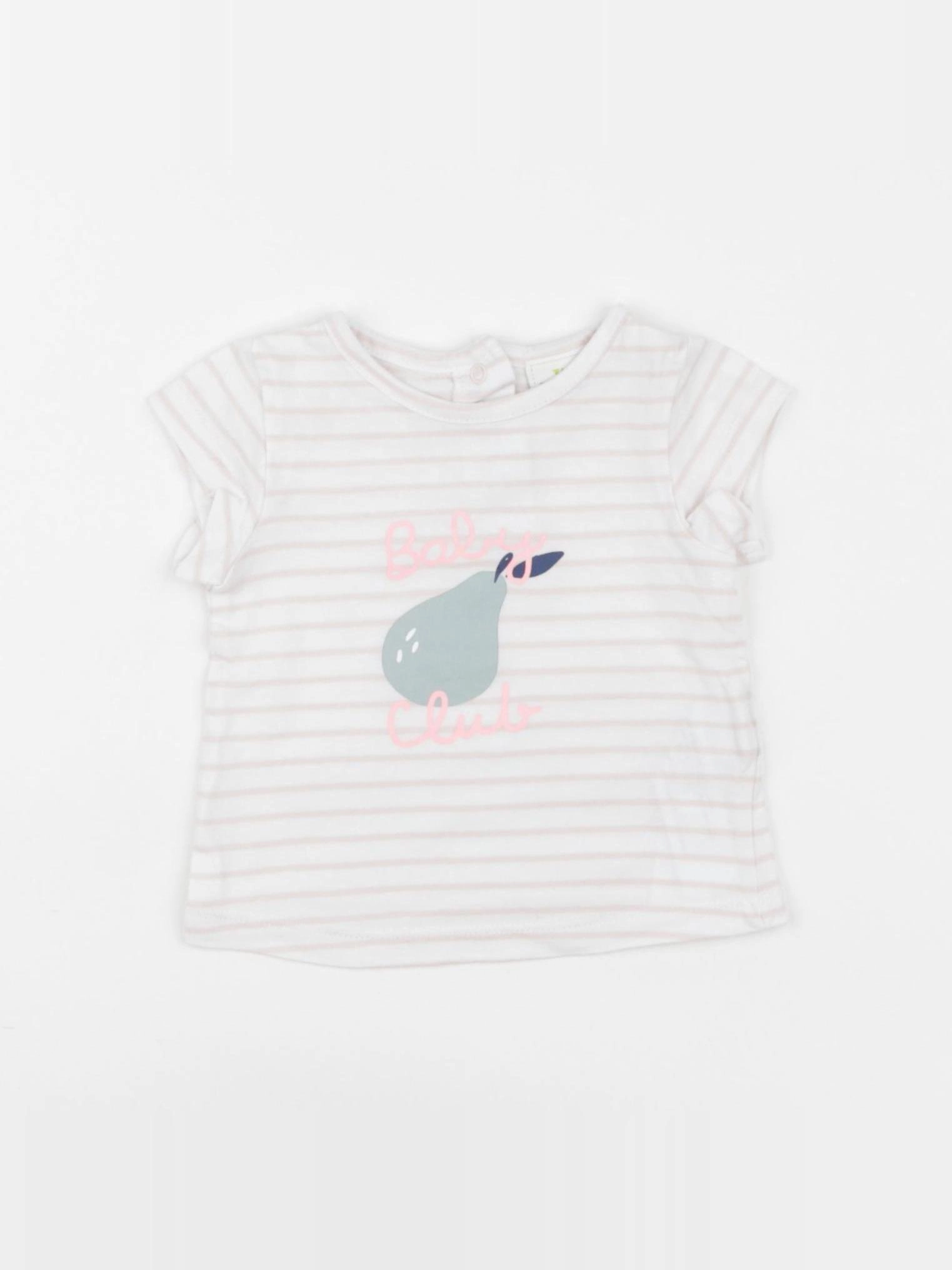 Tape à l'oeil - tee-shirt blanc, rose - 3 mois