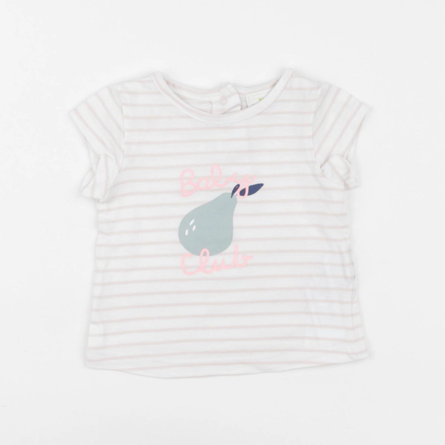 Tape à l'oeil - tee-shirt blanc, rose - 3 mois