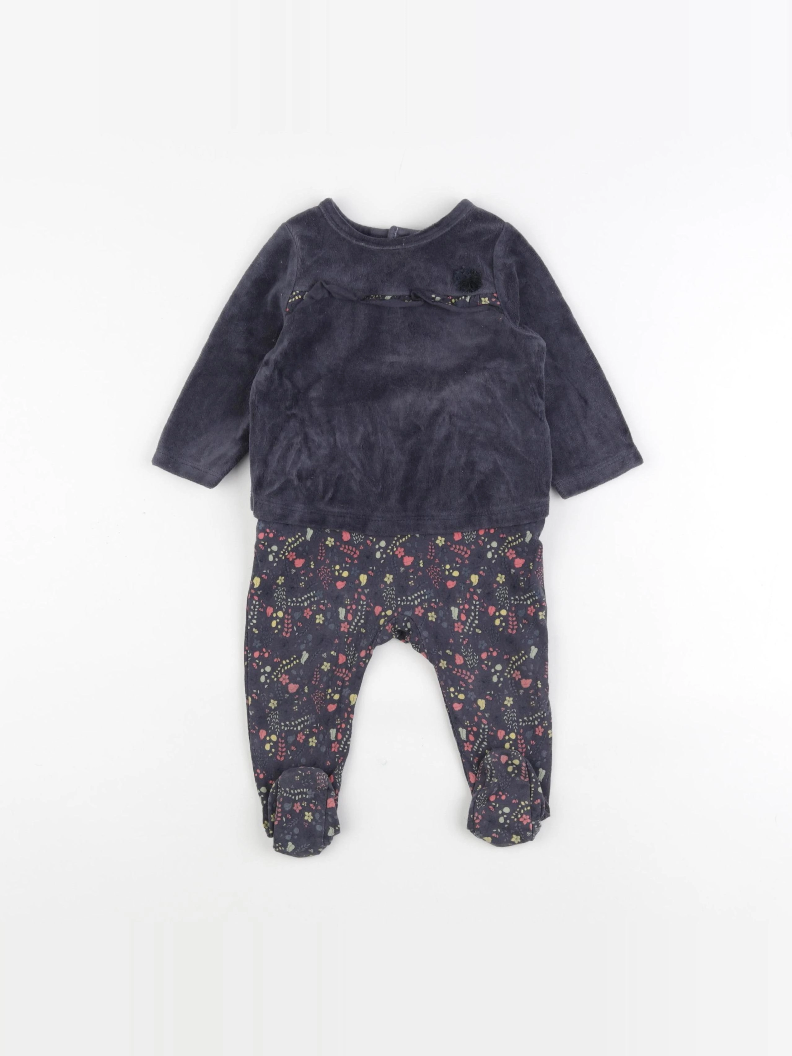 Tape à l'oeil - pyjama velours gris - 9 mois