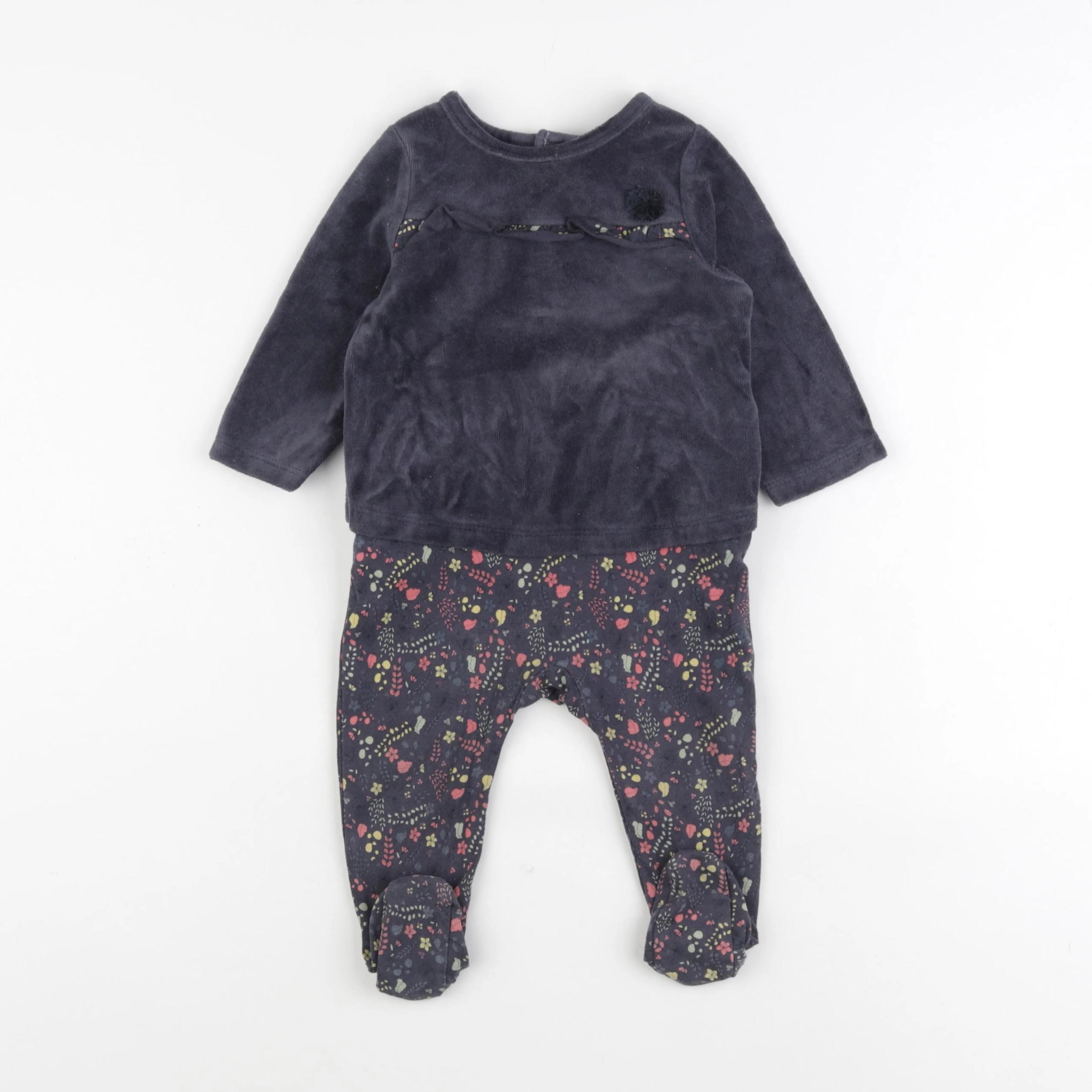 Tape à l'oeil - pyjama velours gris - 9 mois