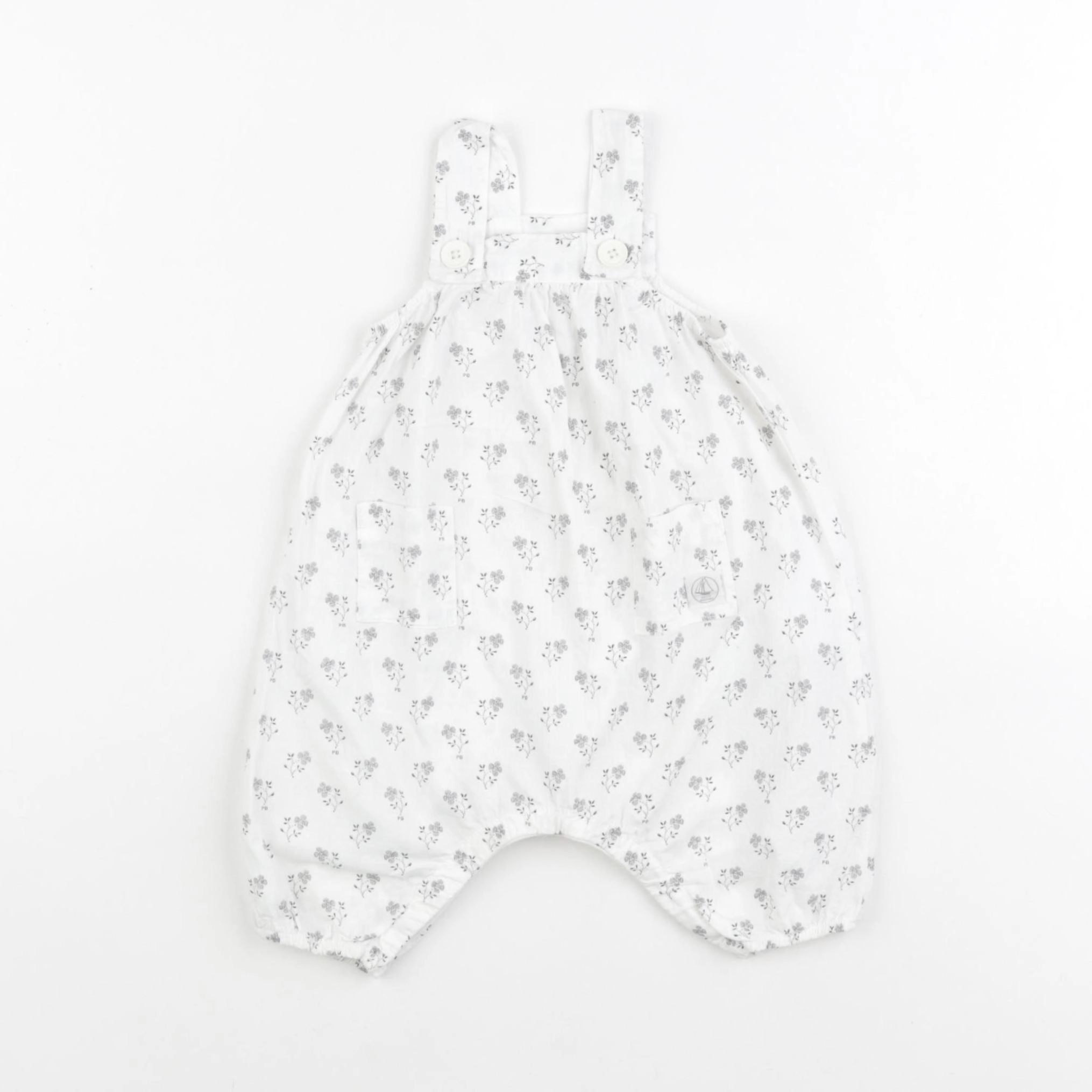 Petit Bateau - salopette blanc - 3 mois