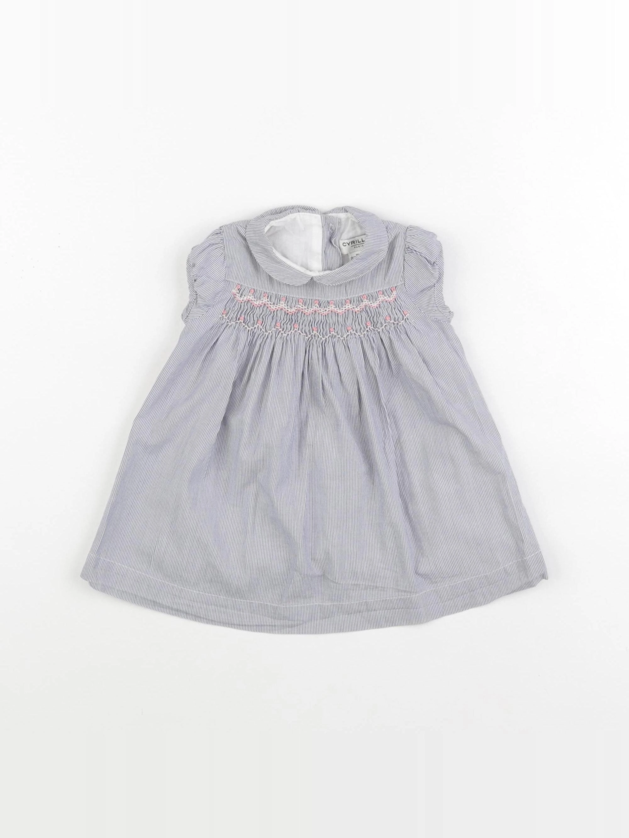 Cyrillus - robe blanc, bleu - 3 mois
