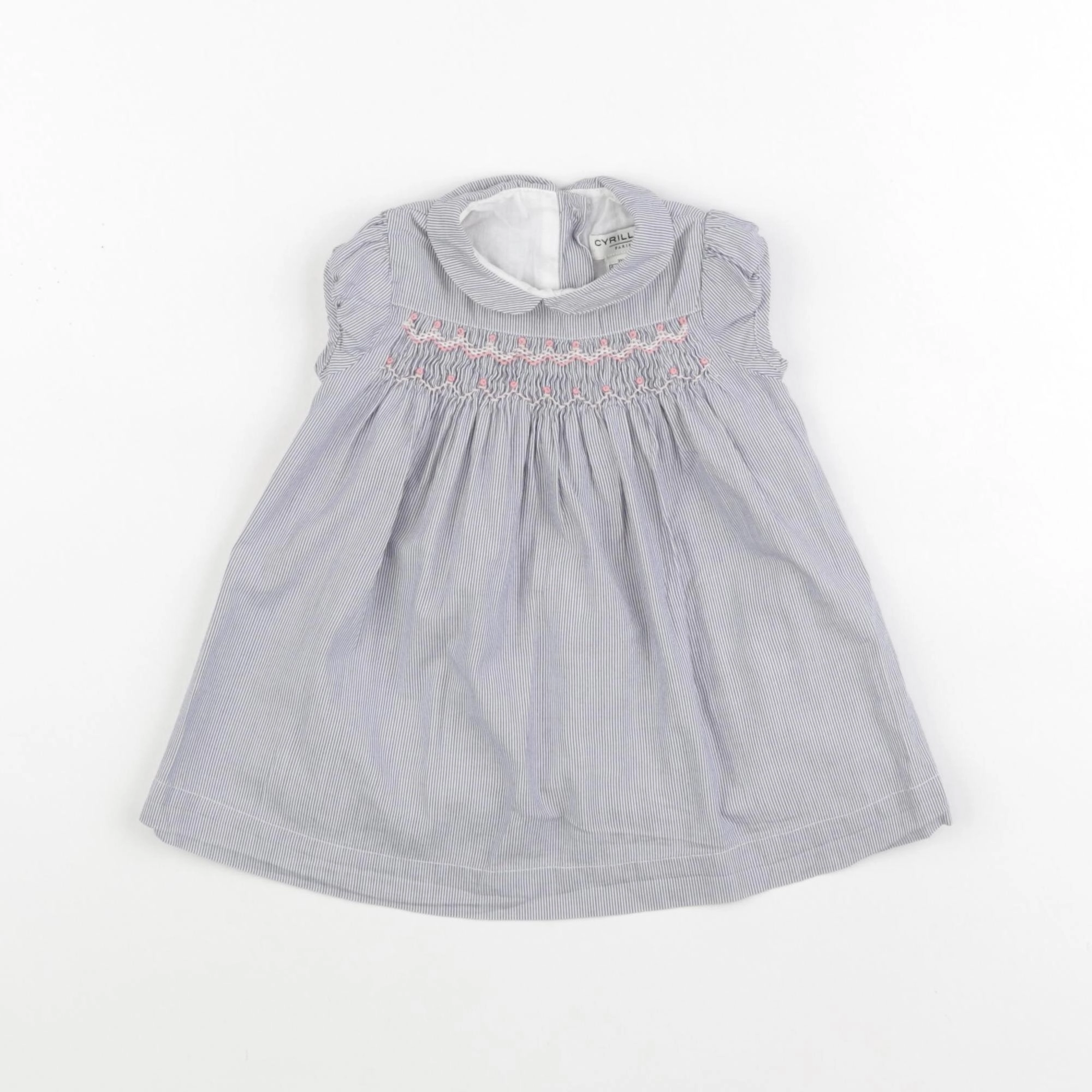 Cyrillus - robe blanc, bleu - 3 mois
