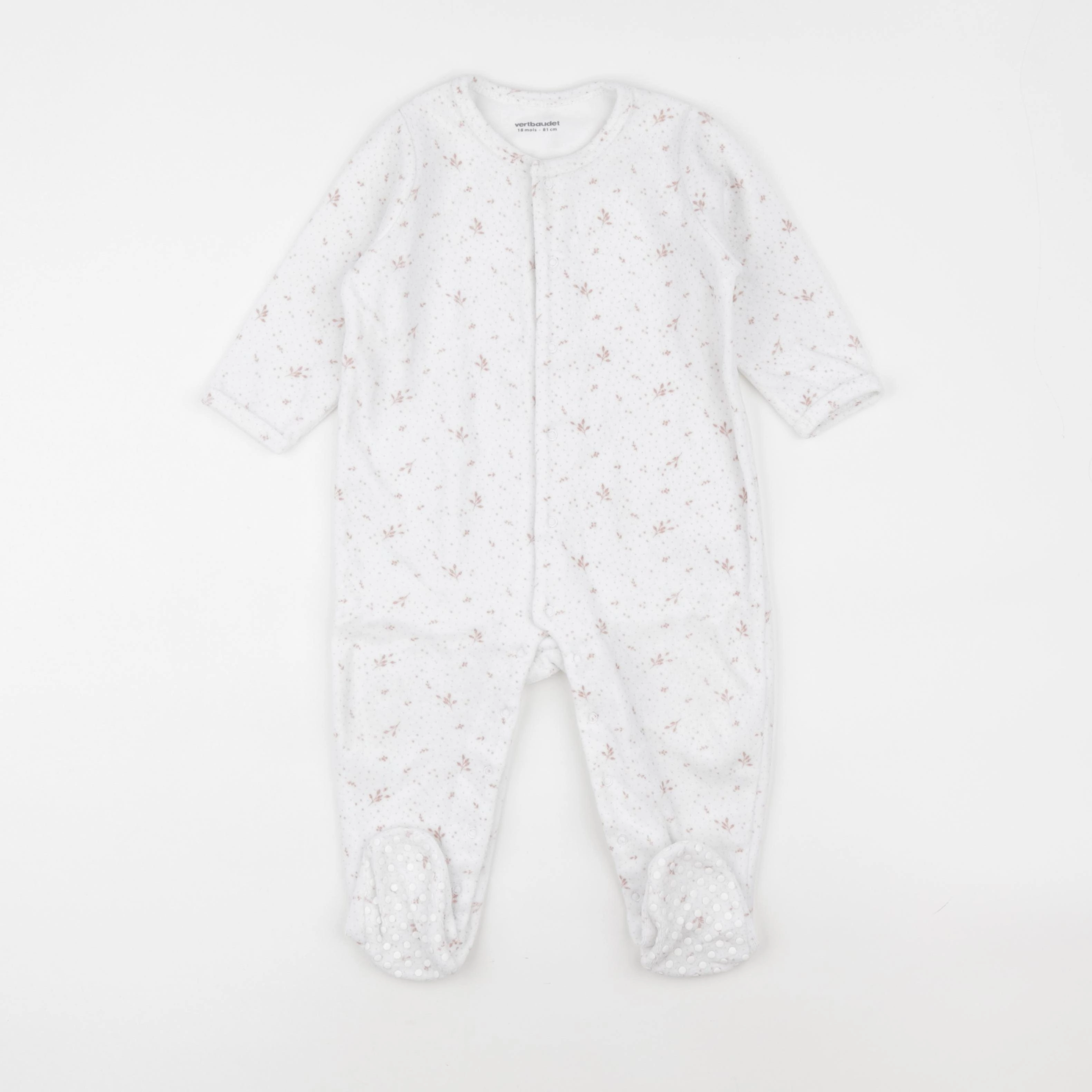 Vertbaudet - pyjama velours blanc - 18 mois