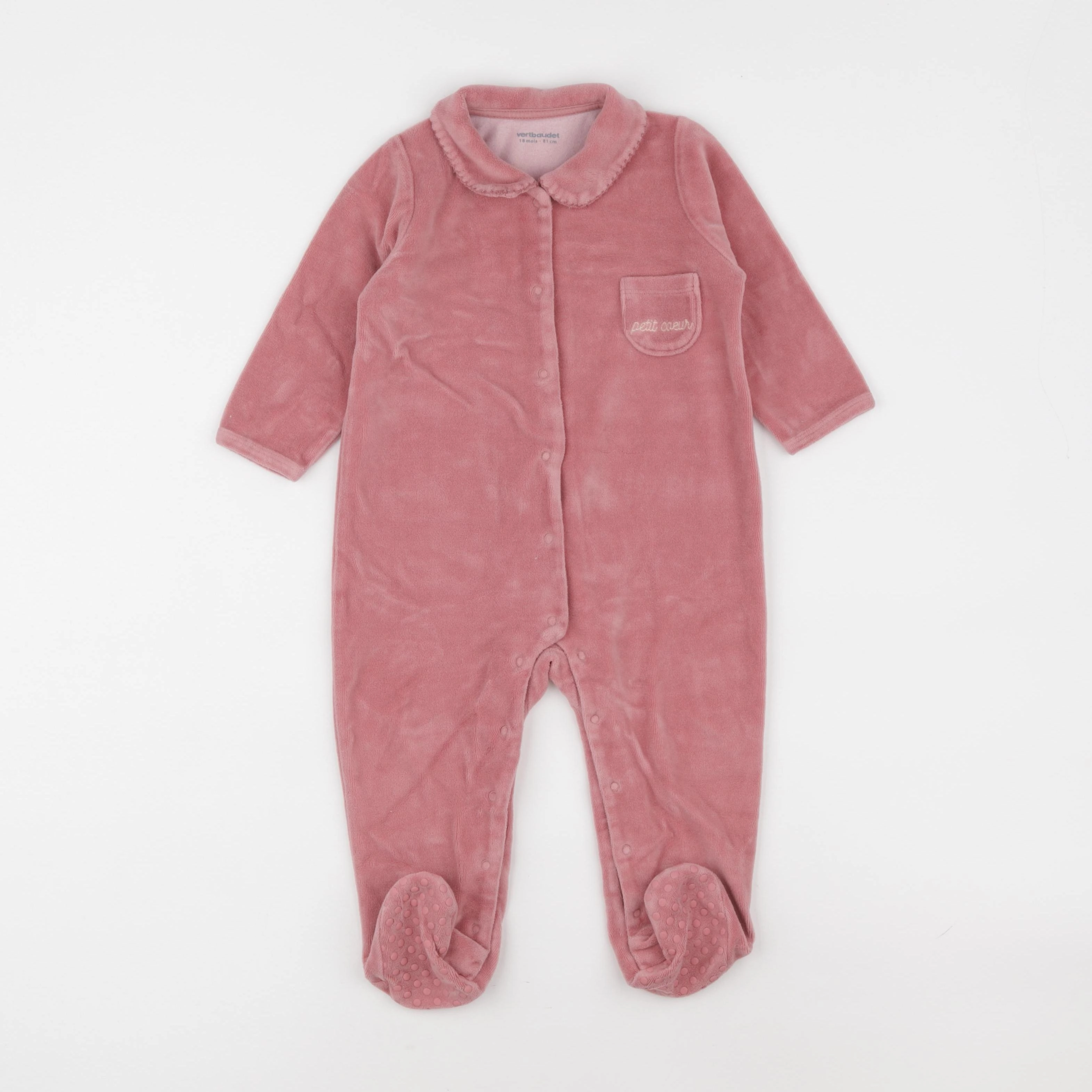 Vertbaudet - pyjama velours rose - 18 mois