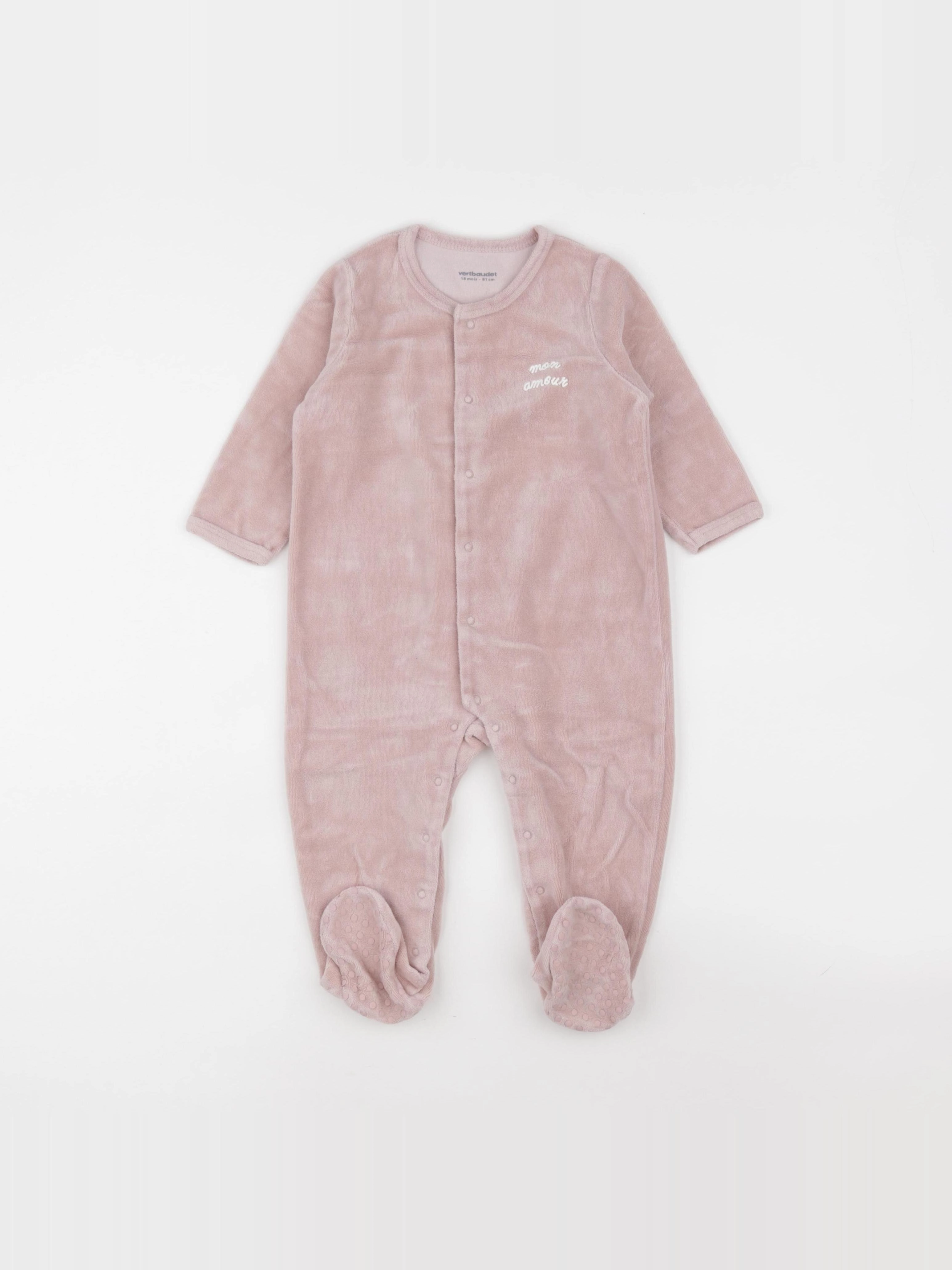 Vertbaudet - pyjama velours rose - 18 mois