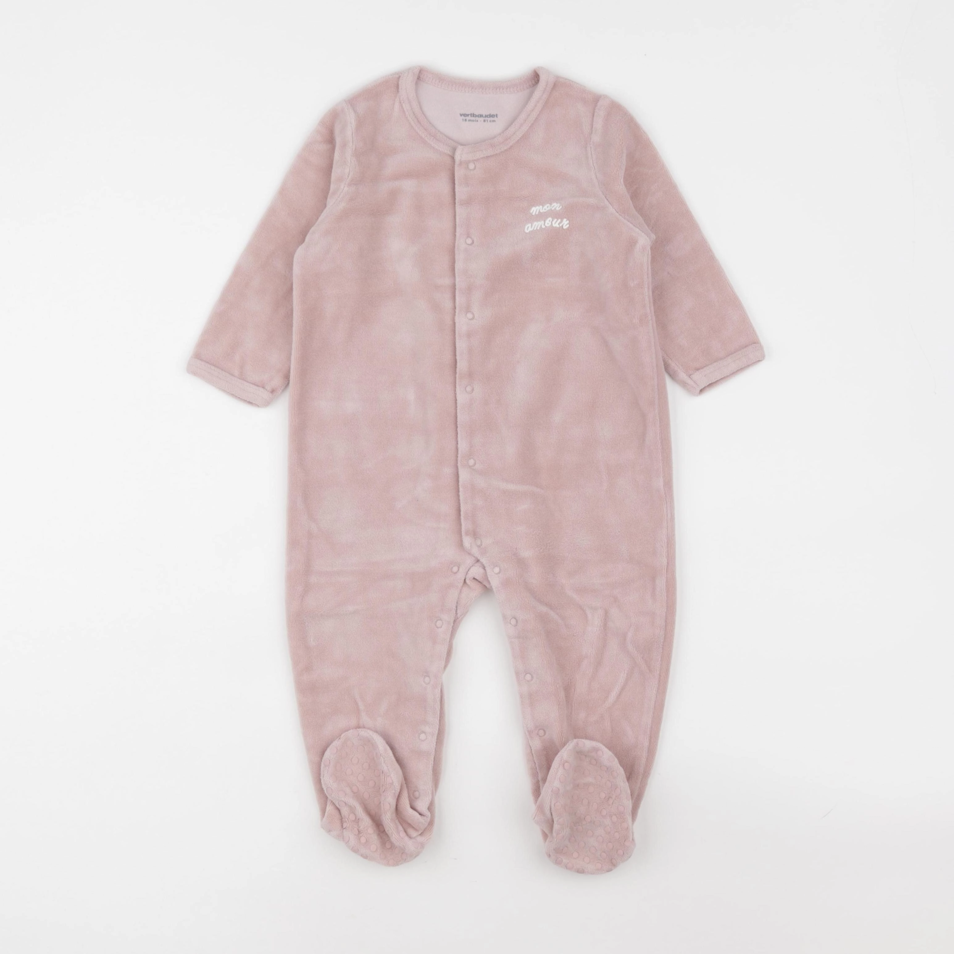 Vertbaudet - pyjama velours rose - 18 mois