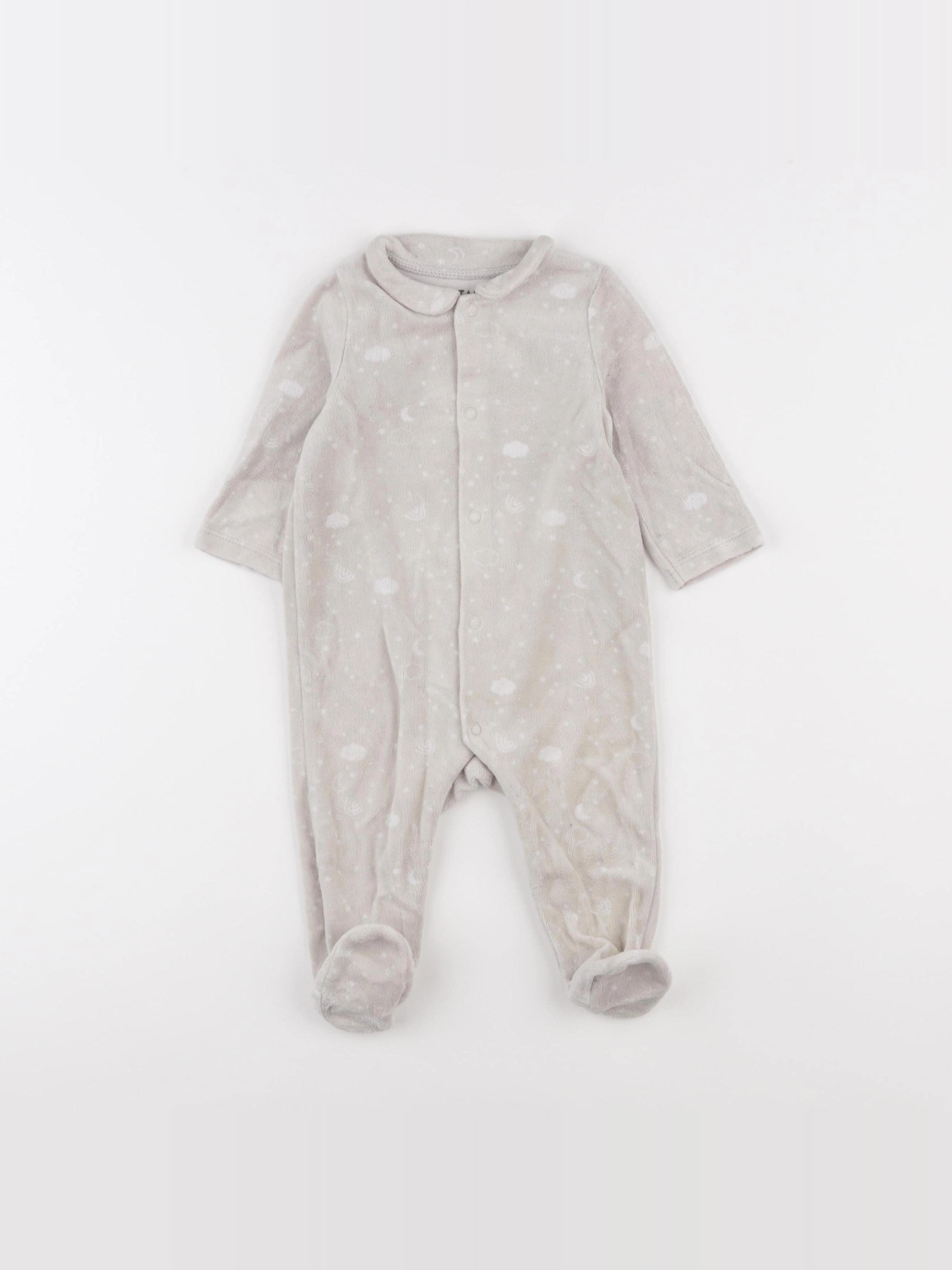 Tape à l'oeil - pyjama velours gris - 6 mois