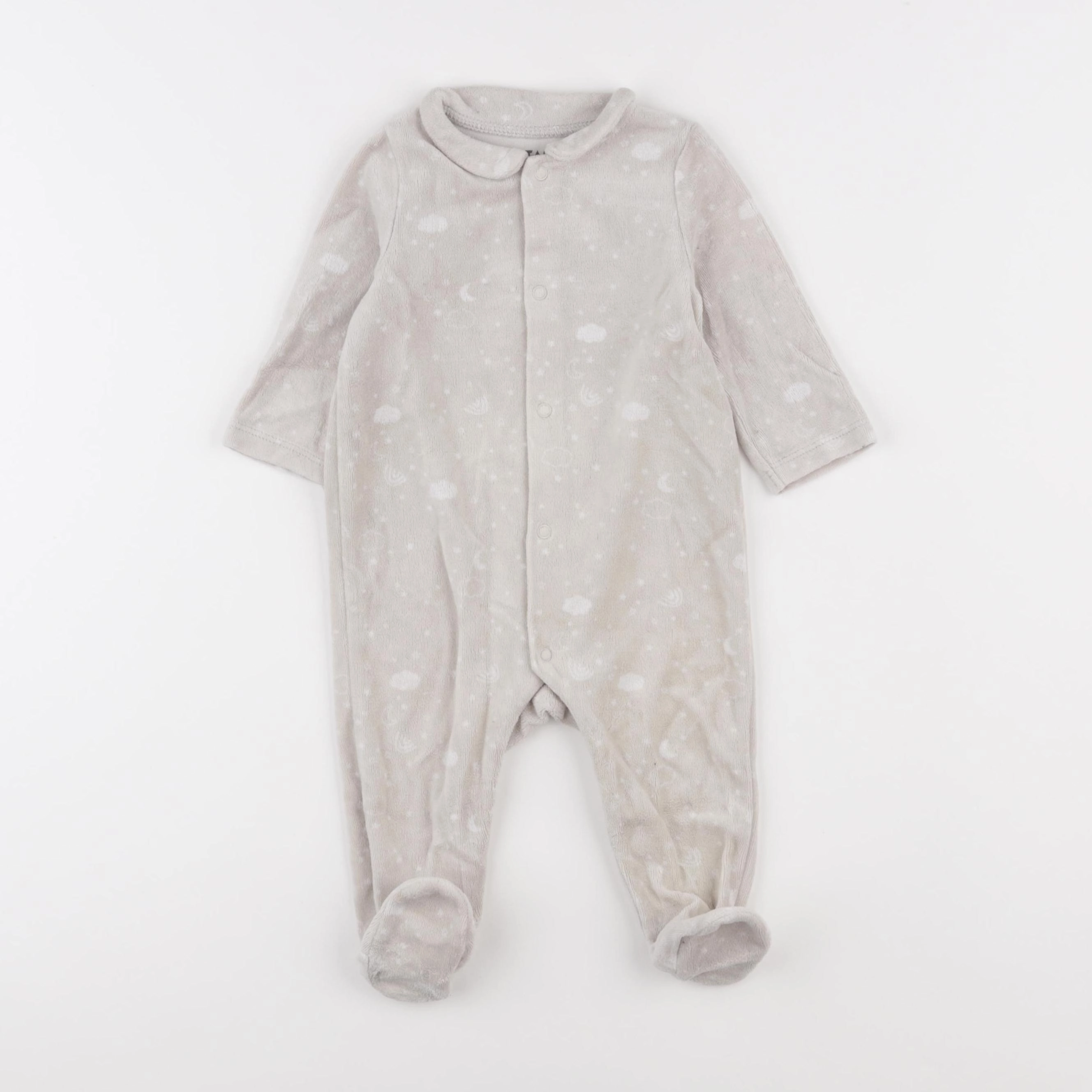 Tape à l'oeil - pyjama velours gris - 6 mois