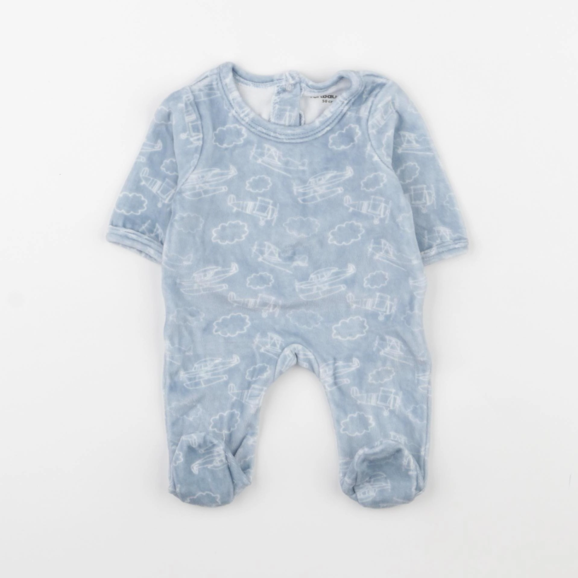 Vertbaudet - pyjama velours bleu - 0 mois