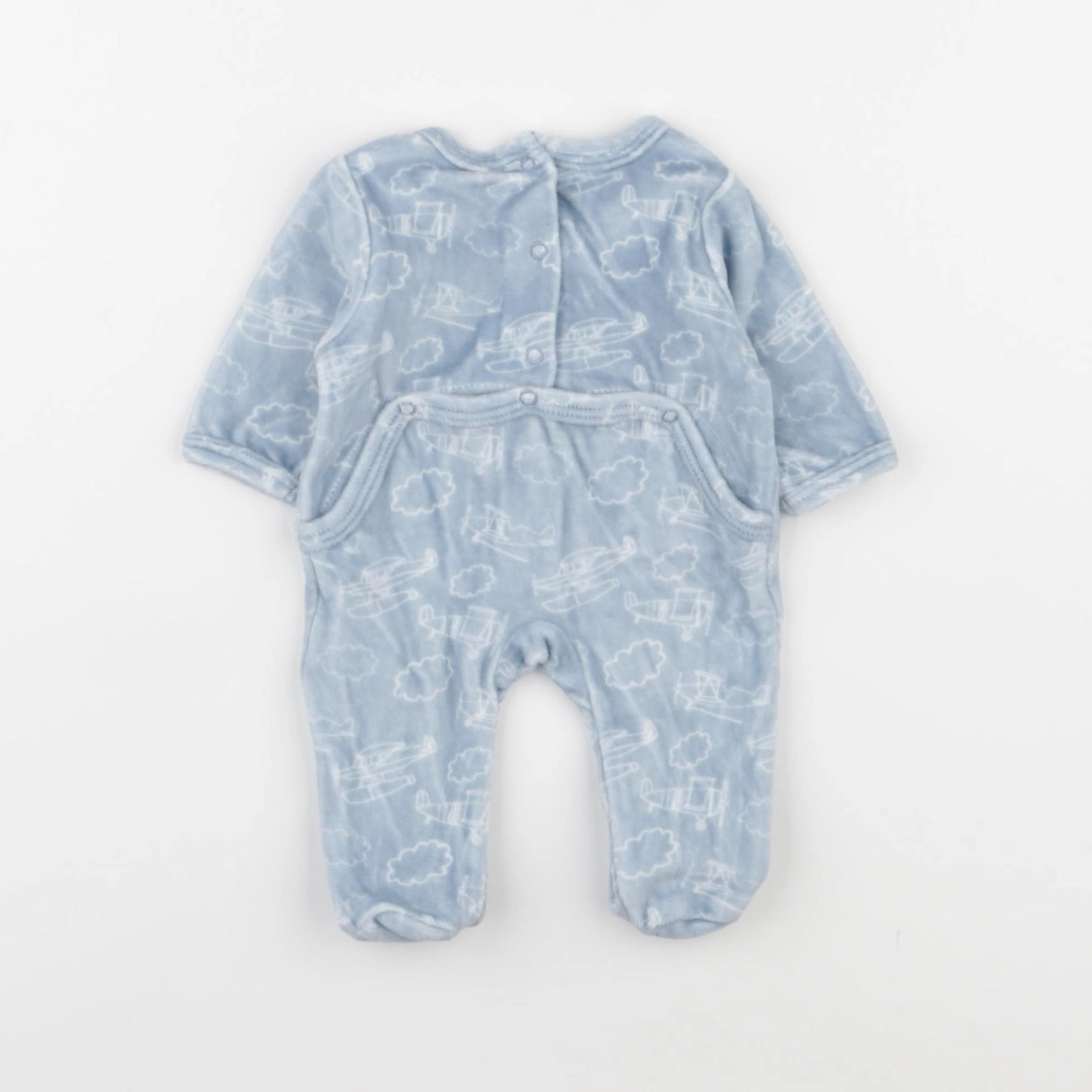 Vertbaudet - pyjama velours bleu - 0 mois