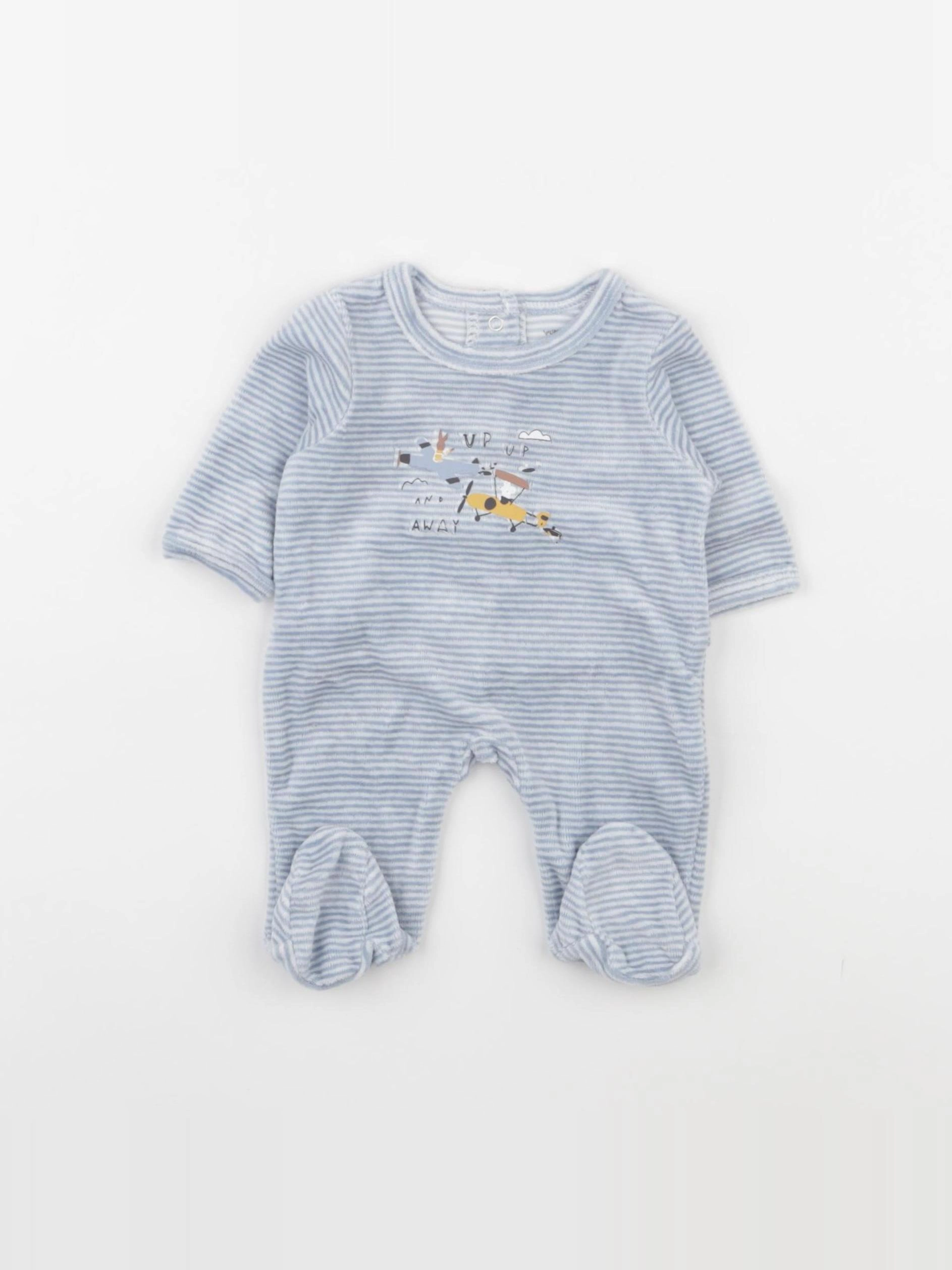 Vertbaudet - pyjama velours bleu - 0 mois