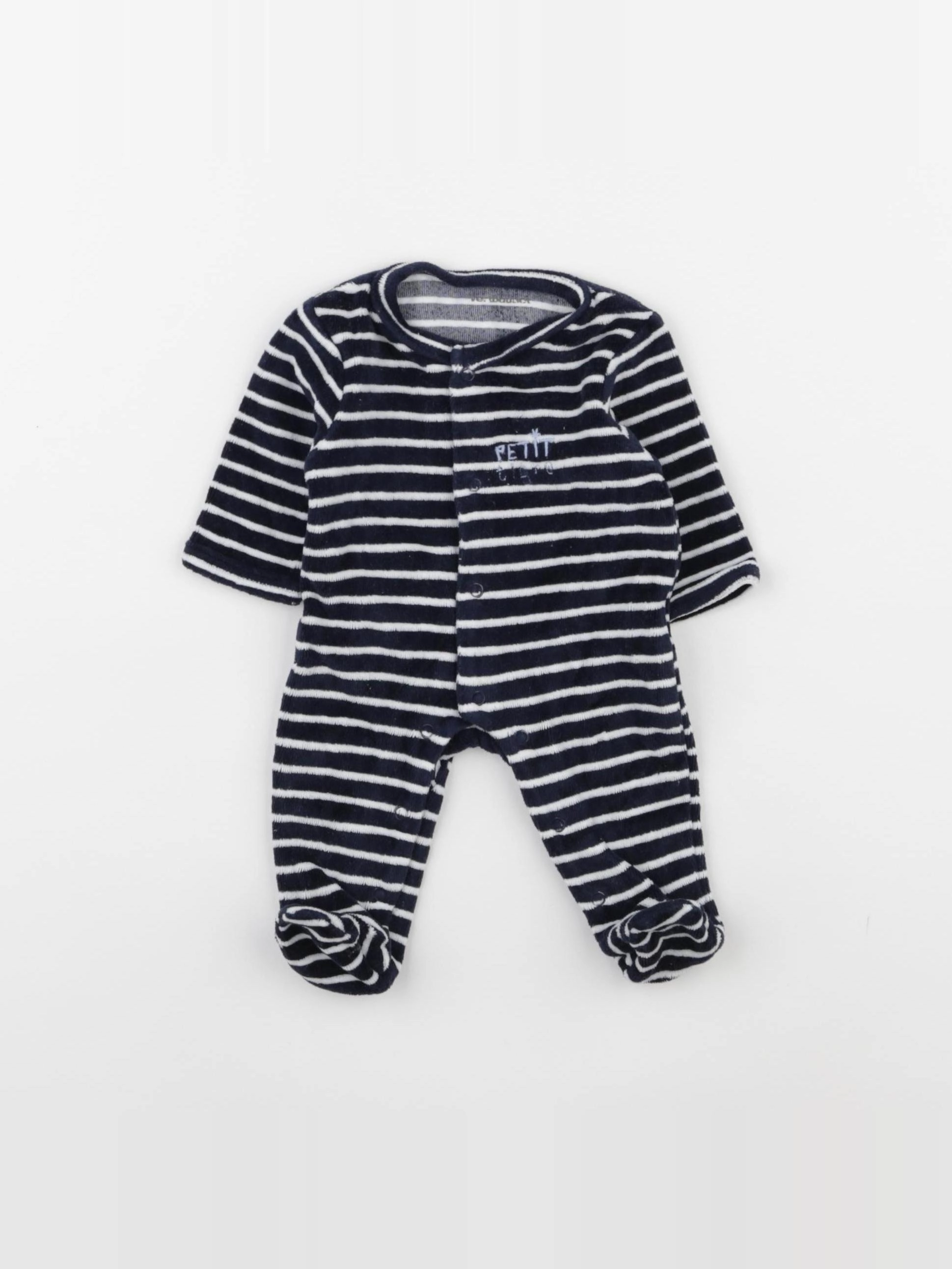 Vertbaudet - pyjama velours bleu - 0 mois