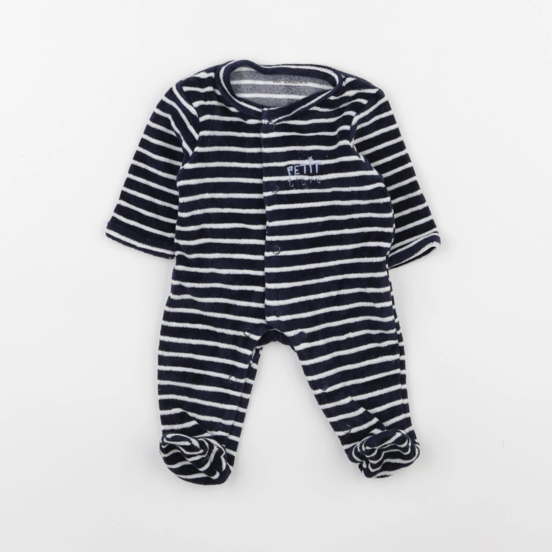Vertbaudet - pyjama velours bleu - 0 mois