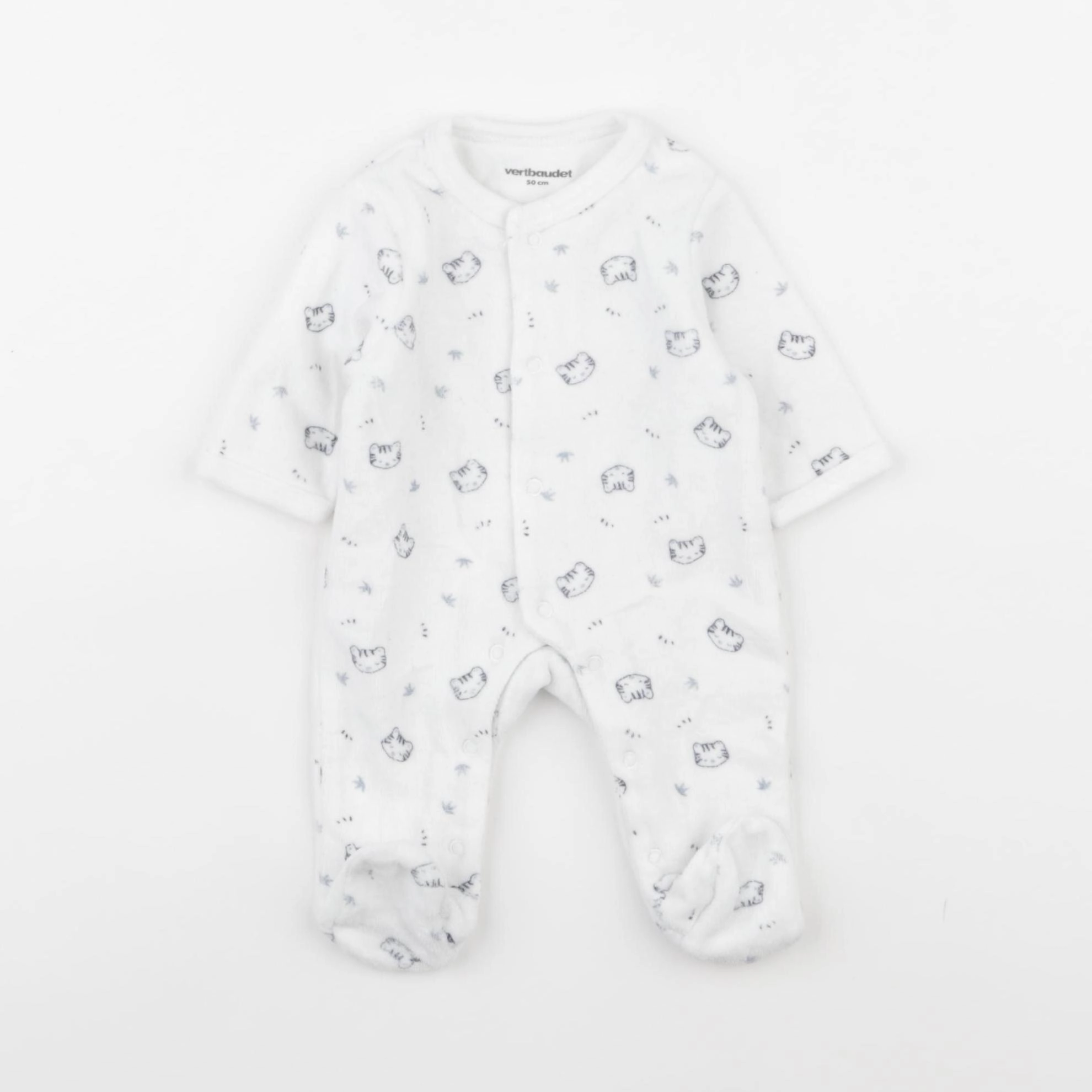 Vertbaudet - pyjama velours bleu - 0 mois