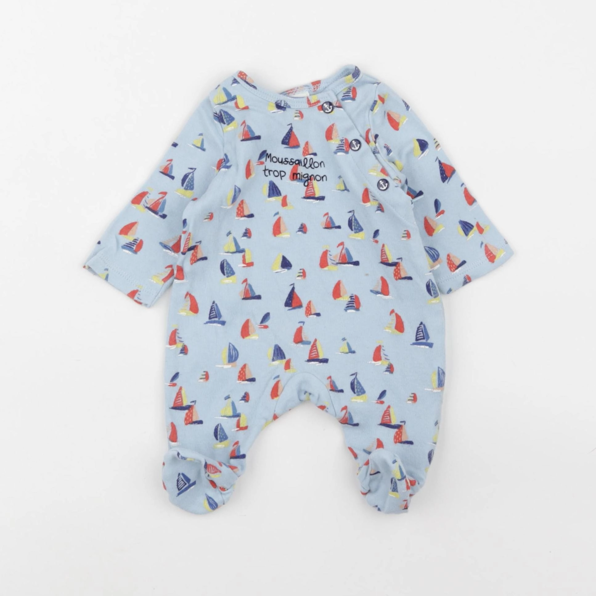 Tape à l'oeil - pyjama coton bleu - 0 mois