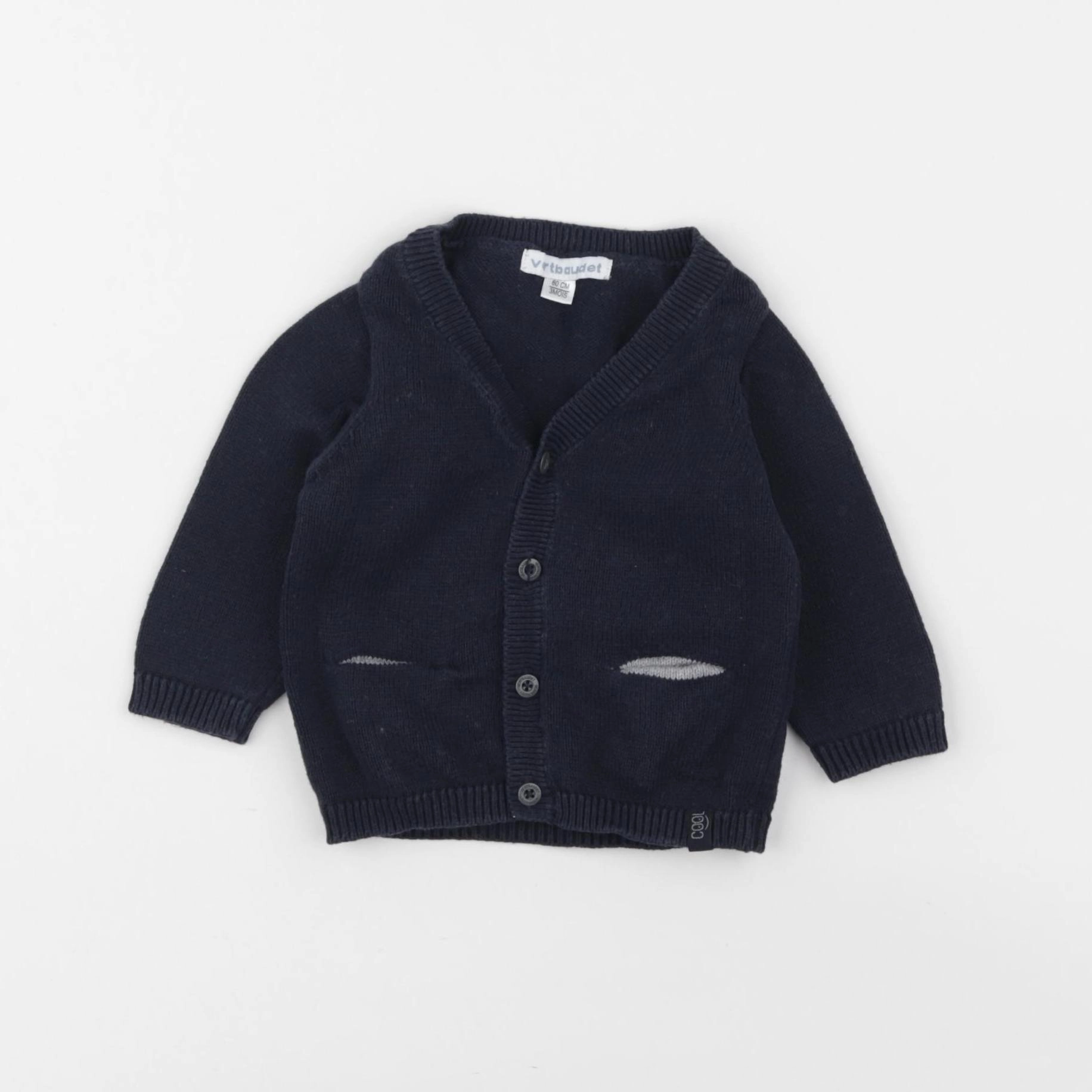 Vertbaudet - gilet bleu - 3 mois