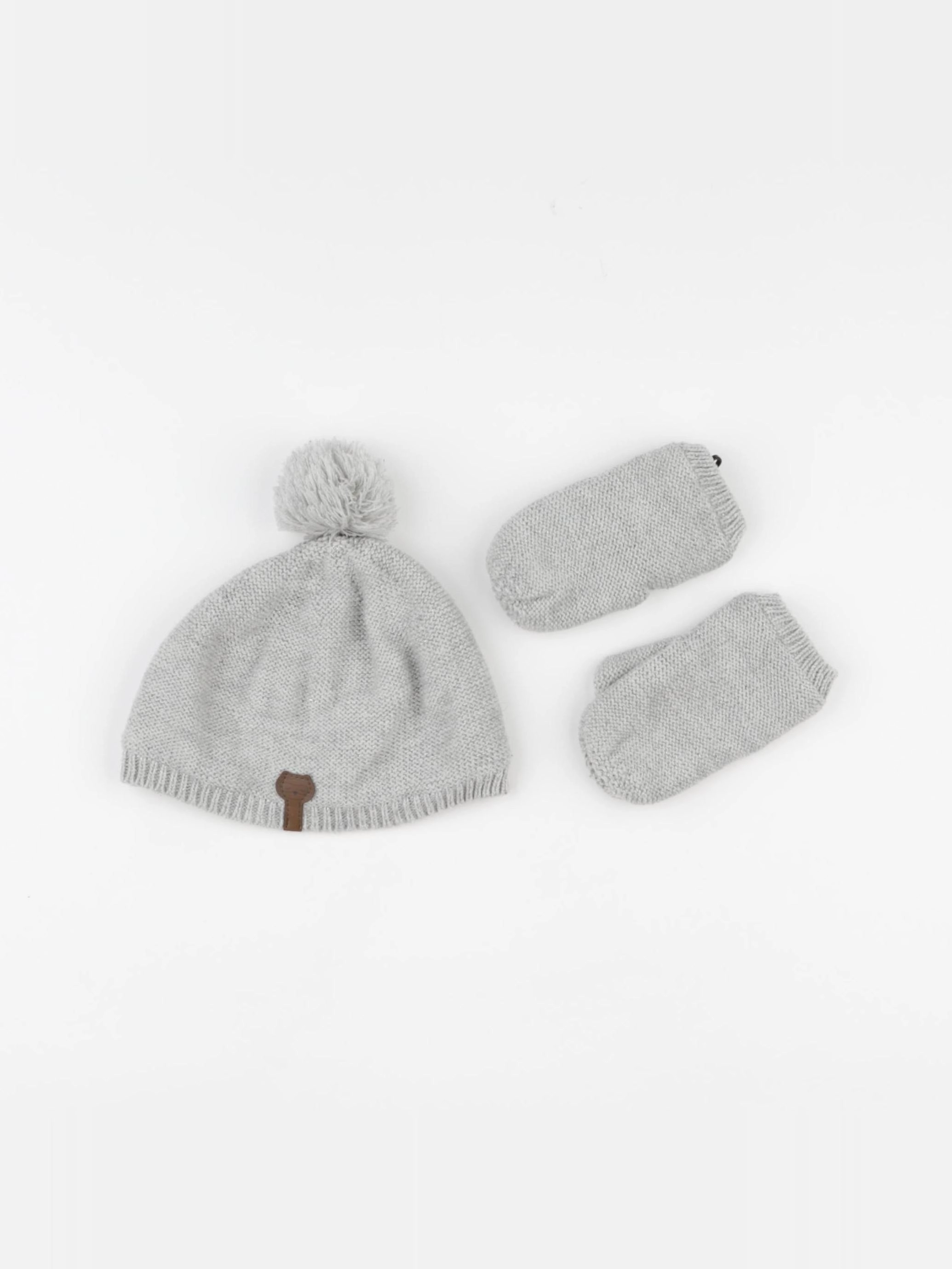 Vertbaudet - ensemble bonnet/moufles gris - 24/36 mois