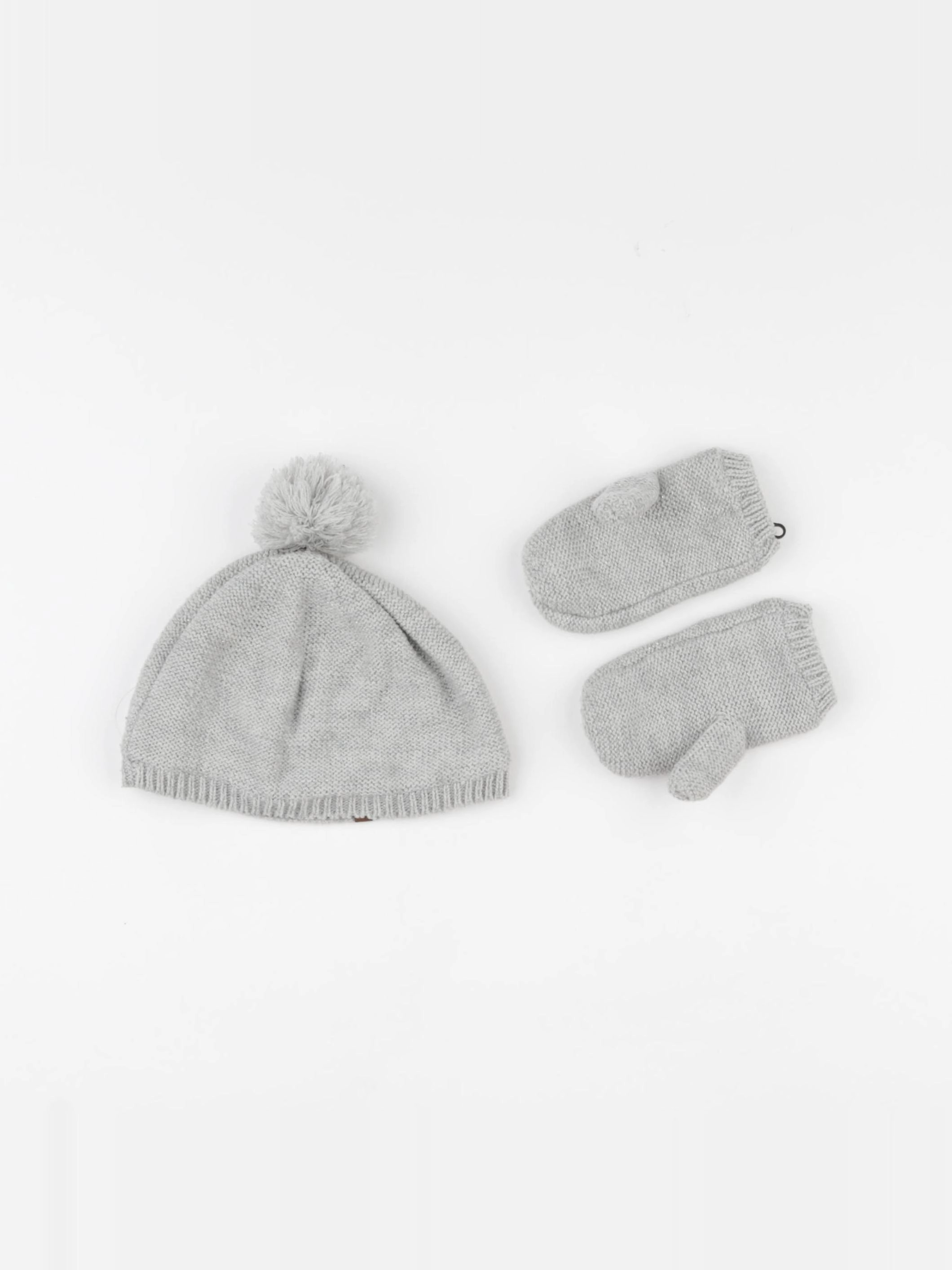 Vertbaudet - ensemble bonnet/moufles gris - 24/36 mois