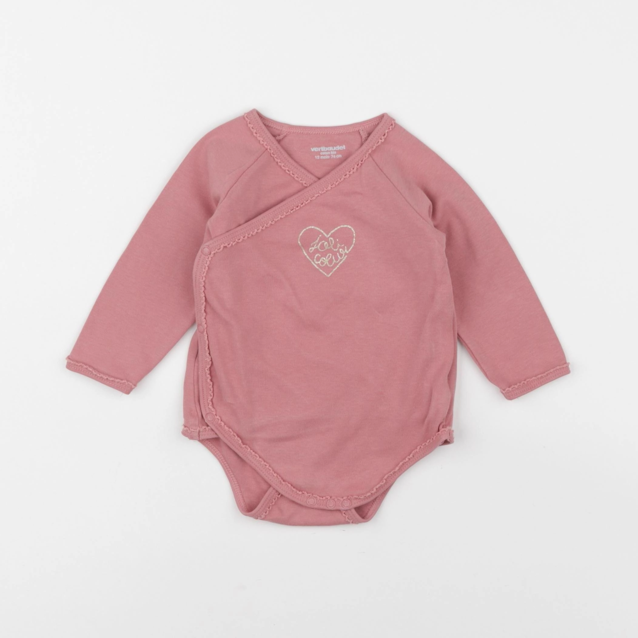 Vertbaudet - body rose - 12 mois