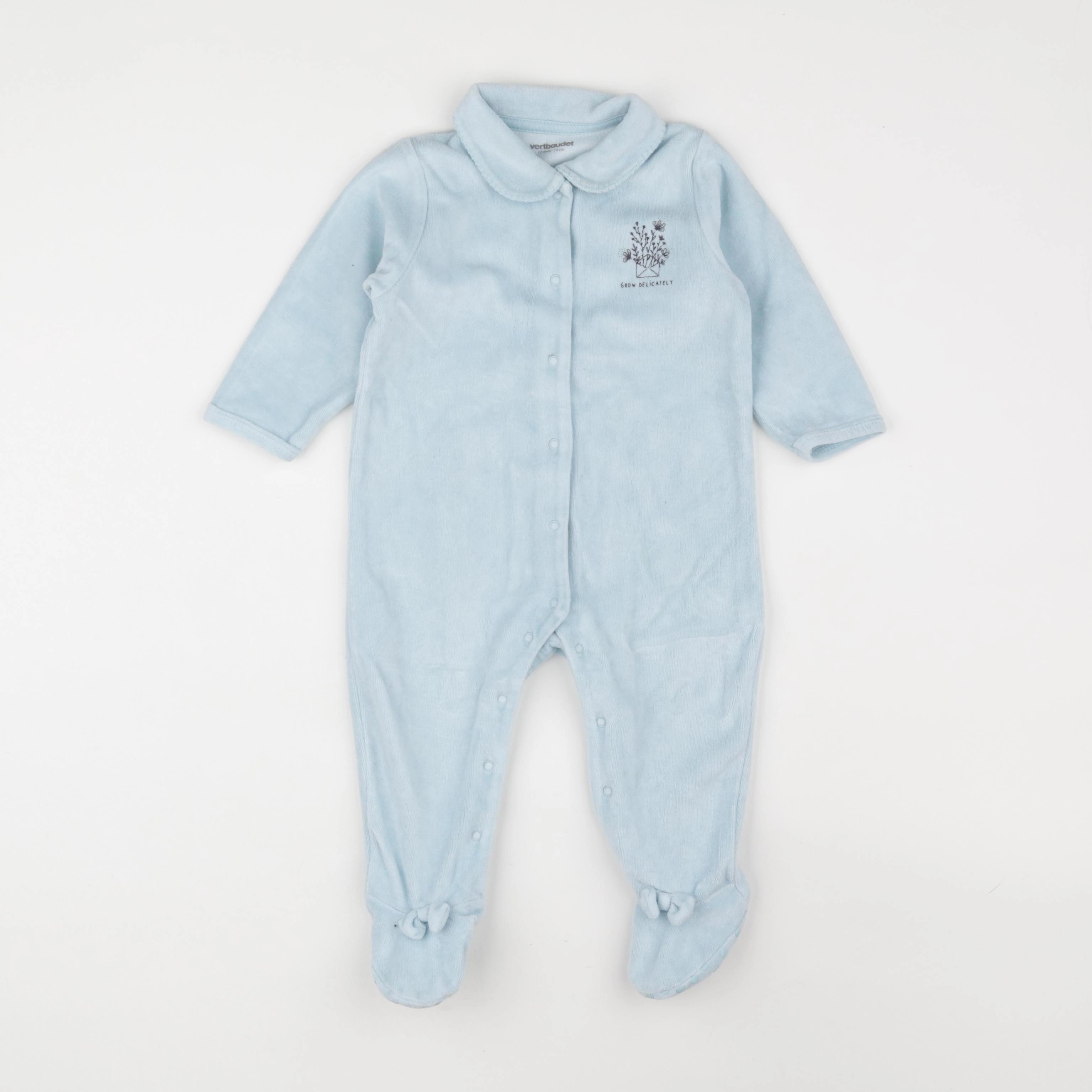 Vertbaudet - pyjama velours bleu - 12 mois