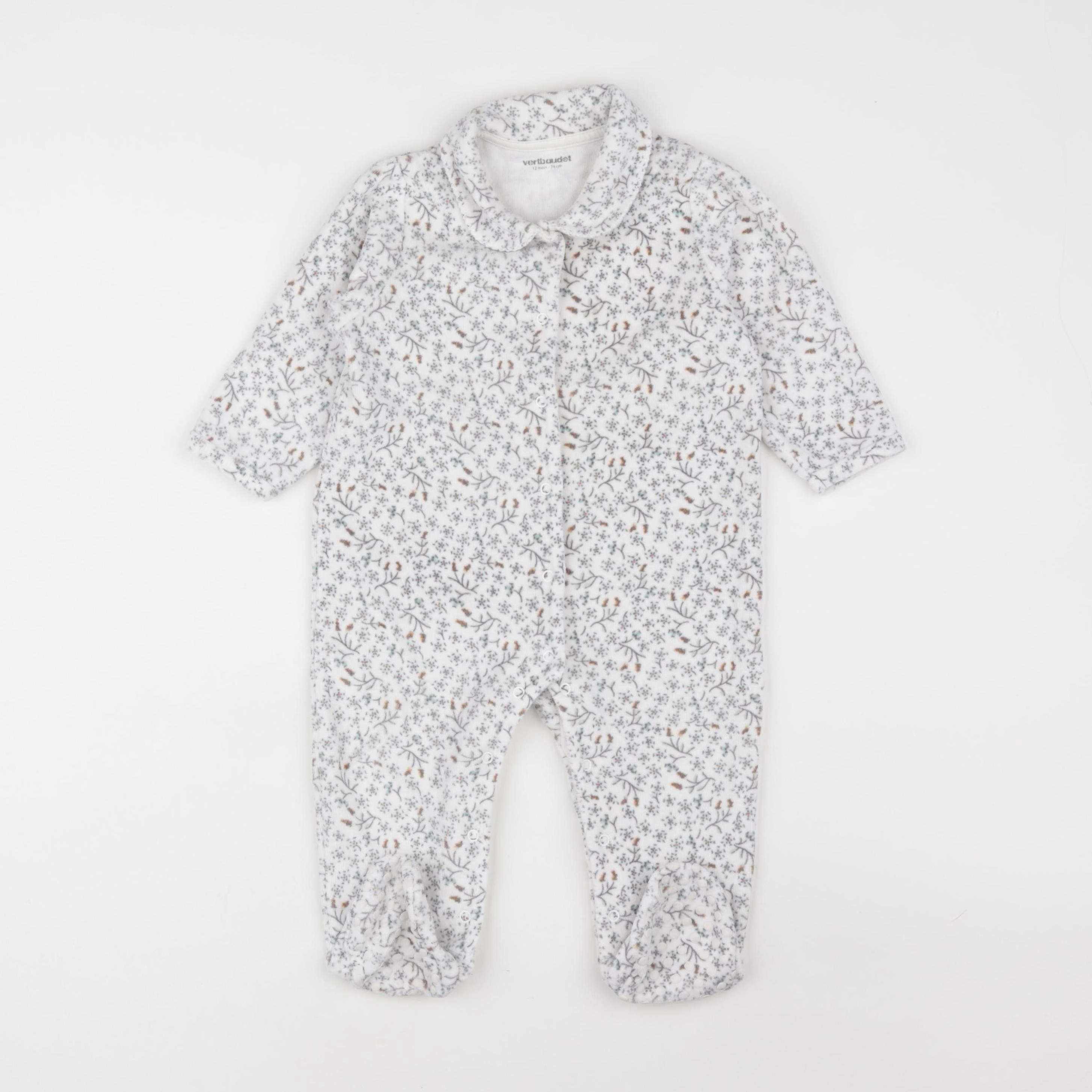 Vertbaudet - pyjama velours blanc - 12 mois