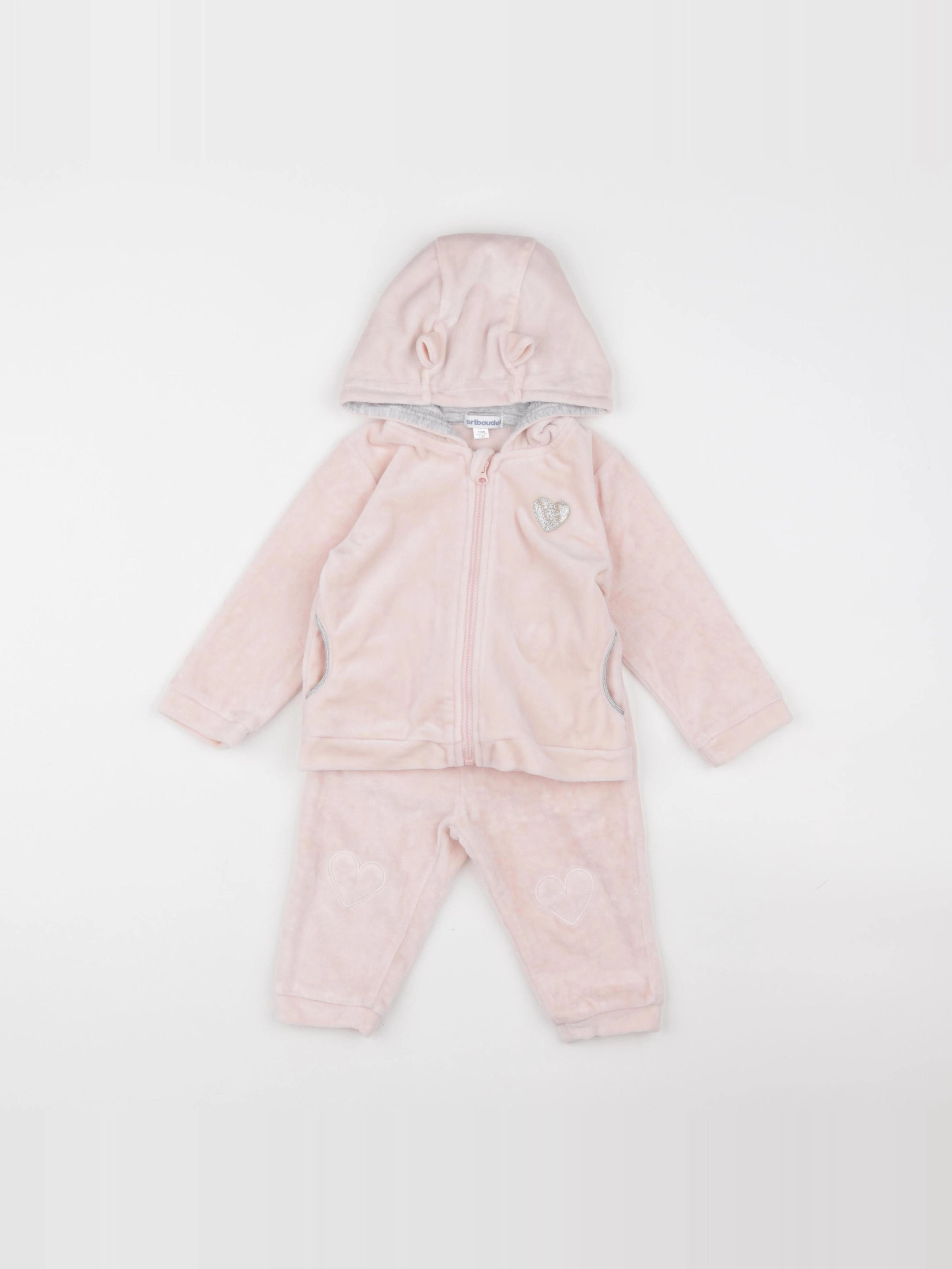 Vertbaudet - ensemble rose - 9 mois