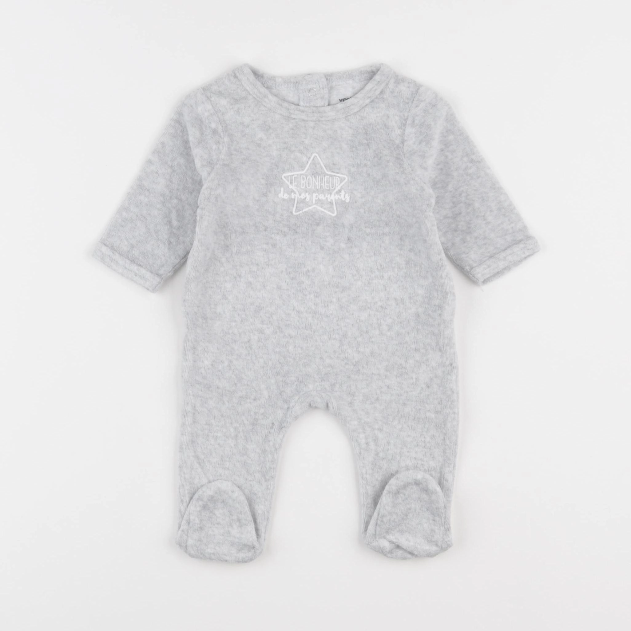 Vertbaudet - pyjama velours gris - 1 mois