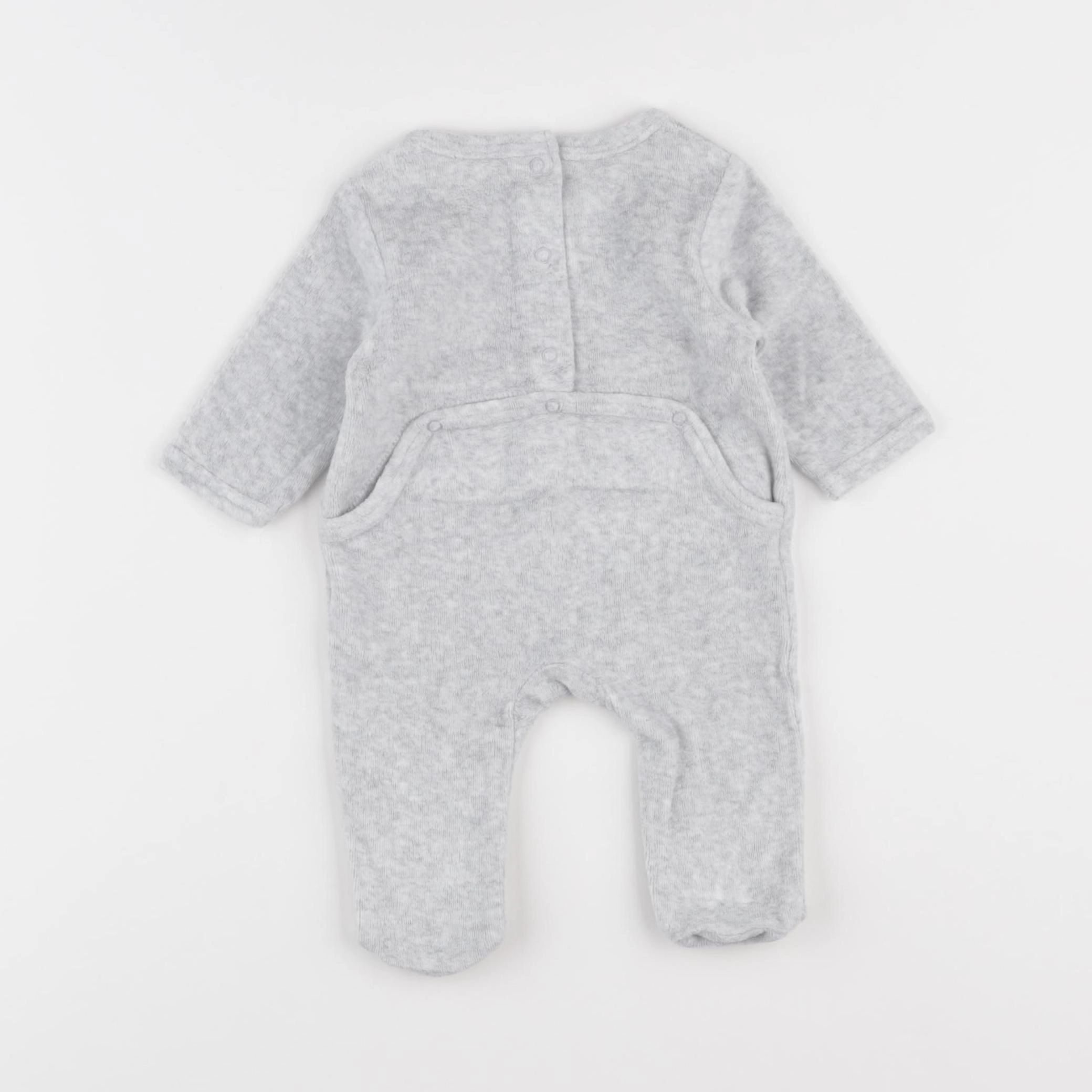Vertbaudet - pyjama velours gris - 1 mois