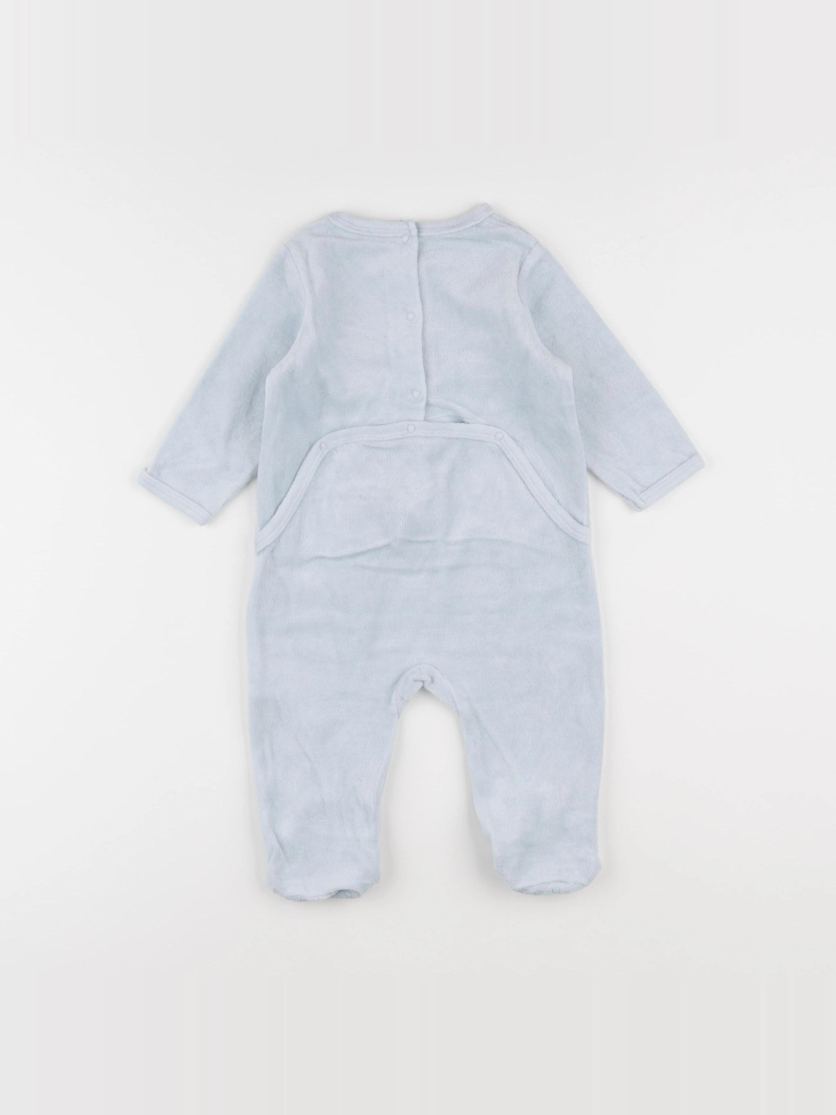 Vertbaudet - pyjama velours gris, bleu - 9 mois