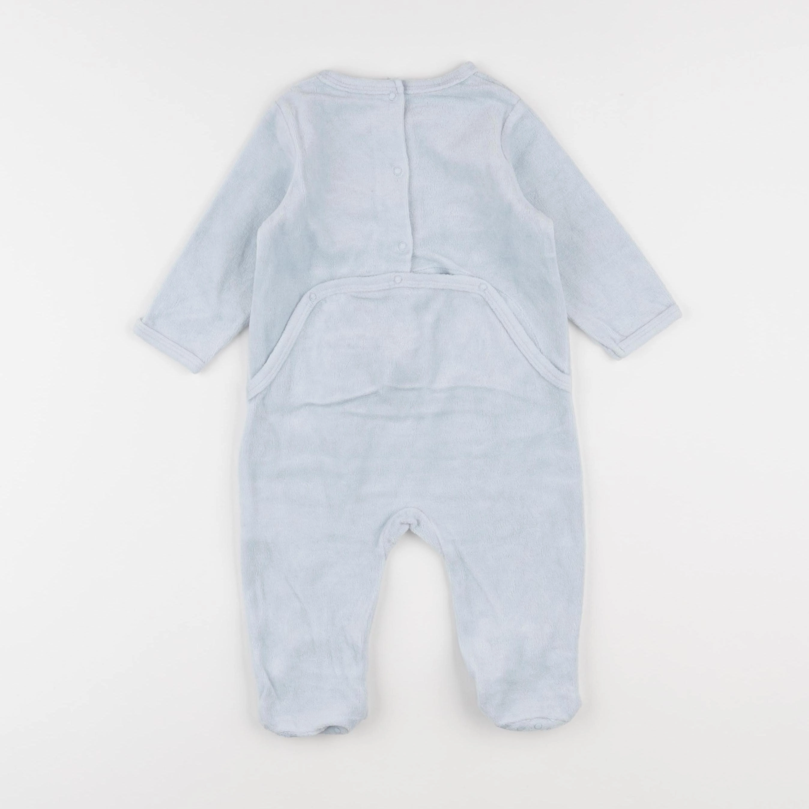 Vertbaudet - pyjama velours gris, bleu - 9 mois