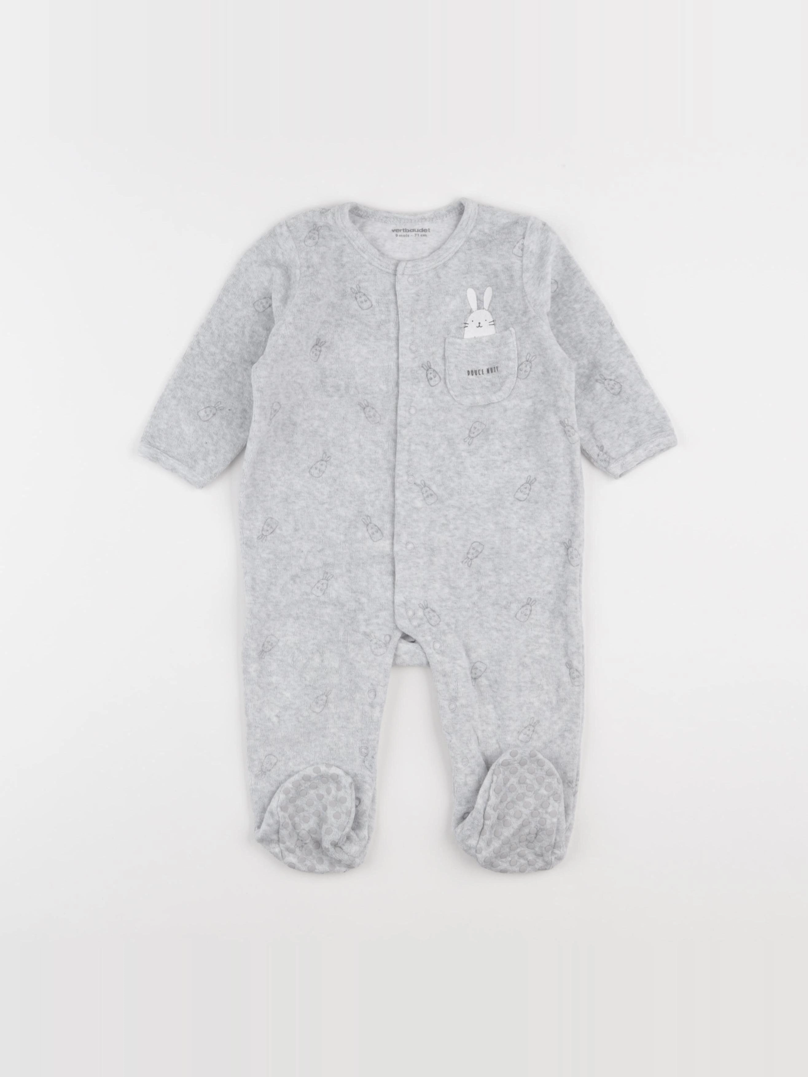 Vertbaudet - pyjama velours gris - 9 mois