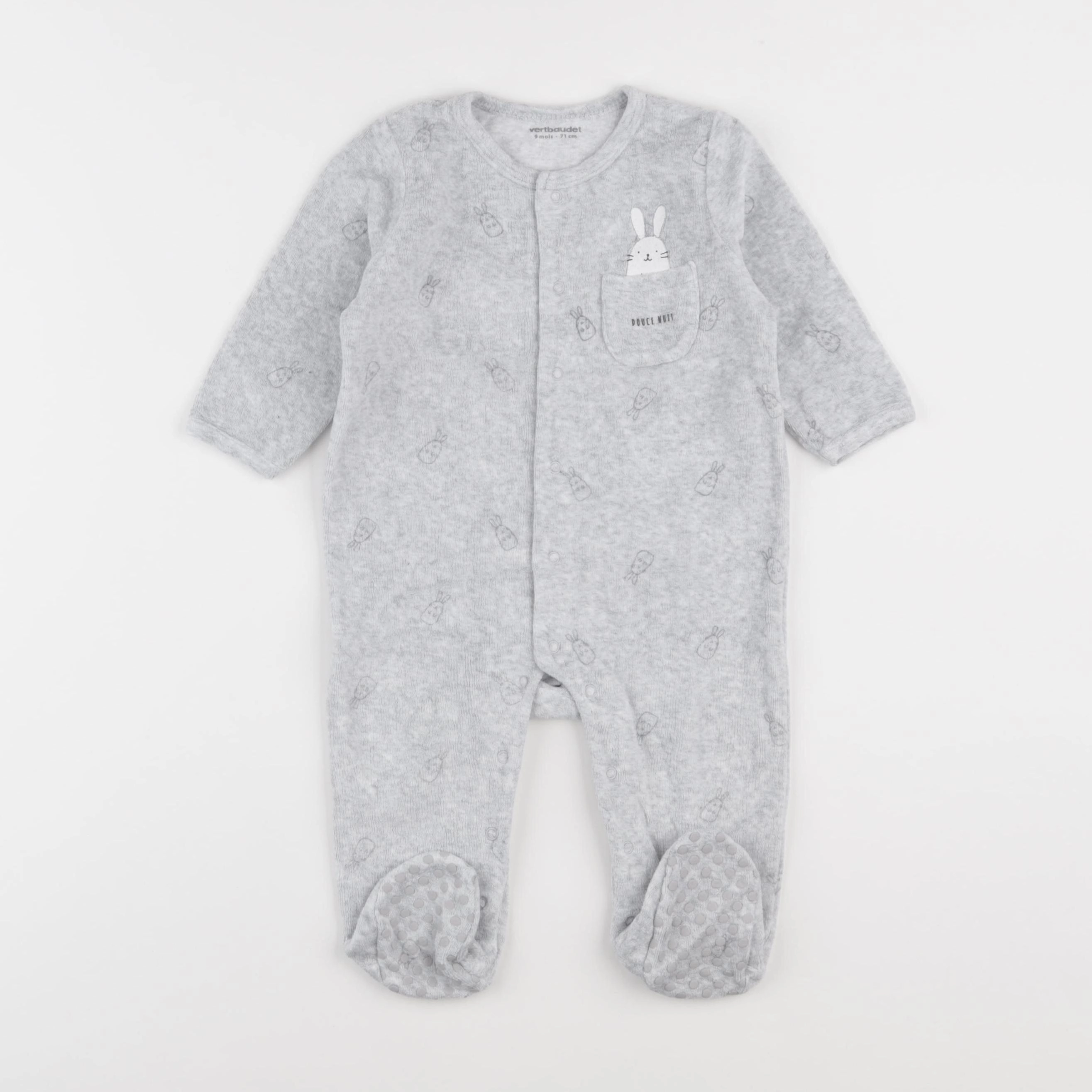 Vertbaudet - pyjama velours gris - 9 mois