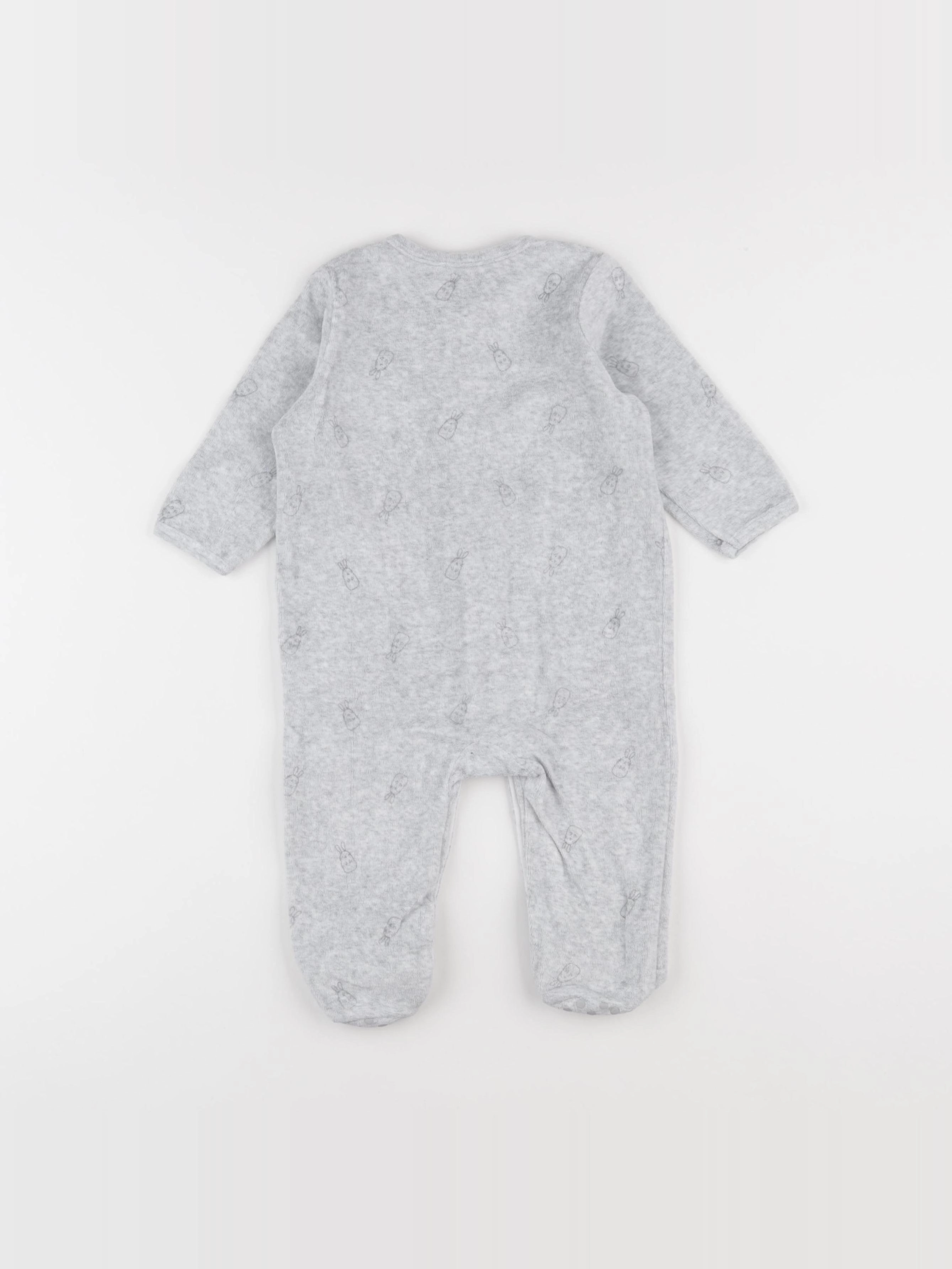 Vertbaudet - pyjama velours gris - 9 mois