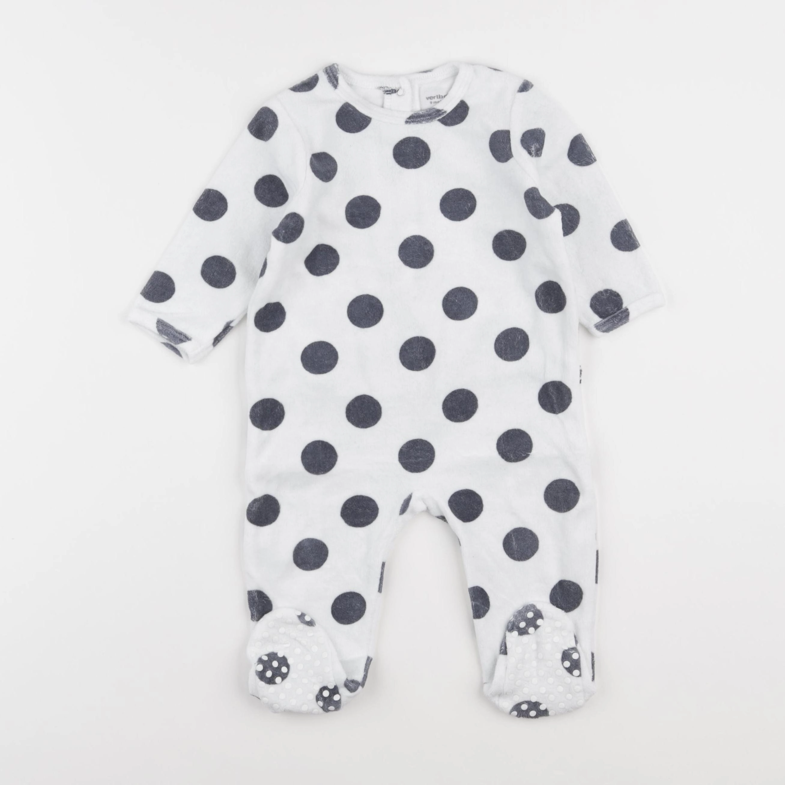 Vertbaudet - pyjama velours blanc, bleu - 9 mois