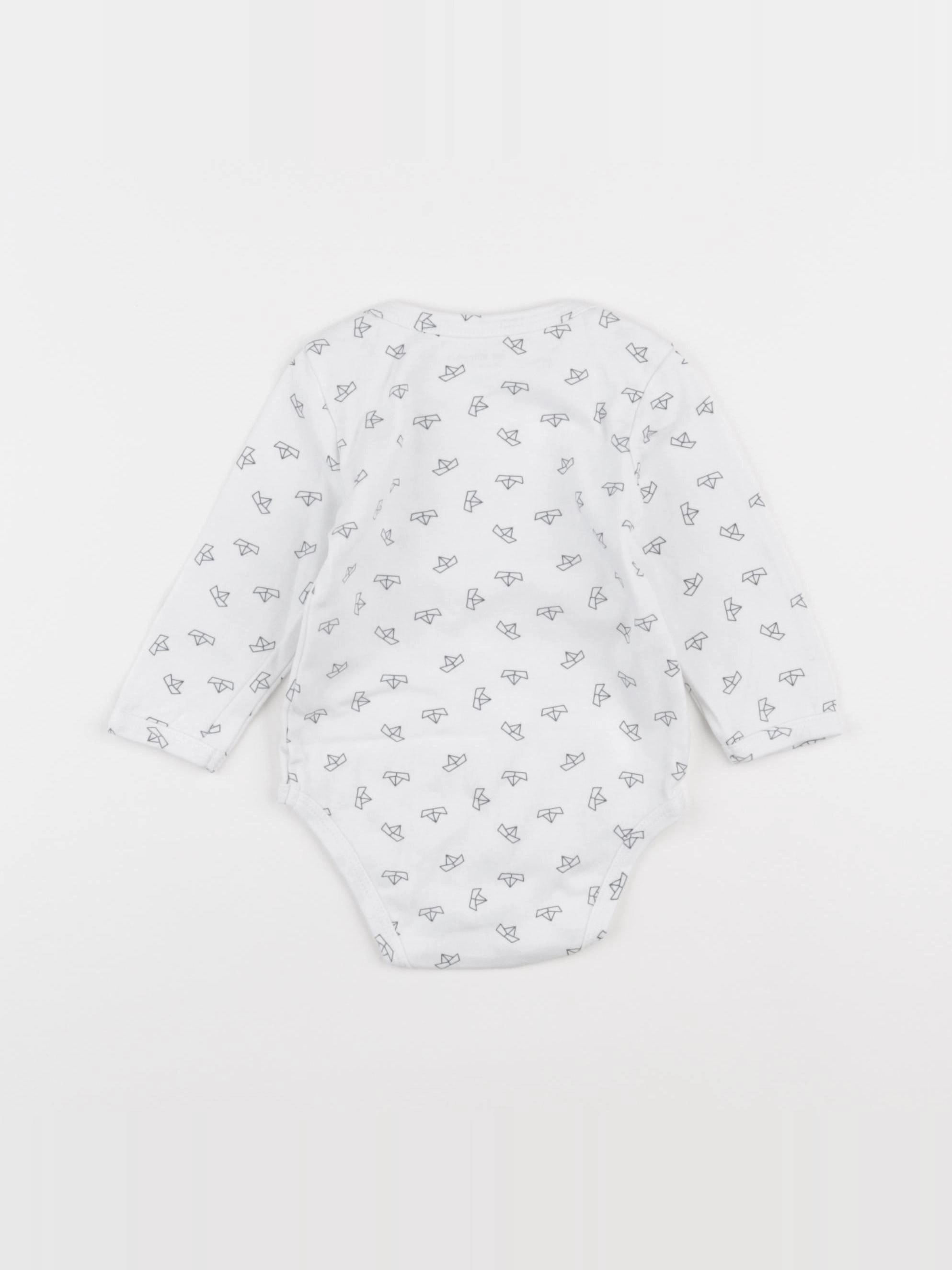 Vertbaudet - body blanc, bleu - 9 mois
