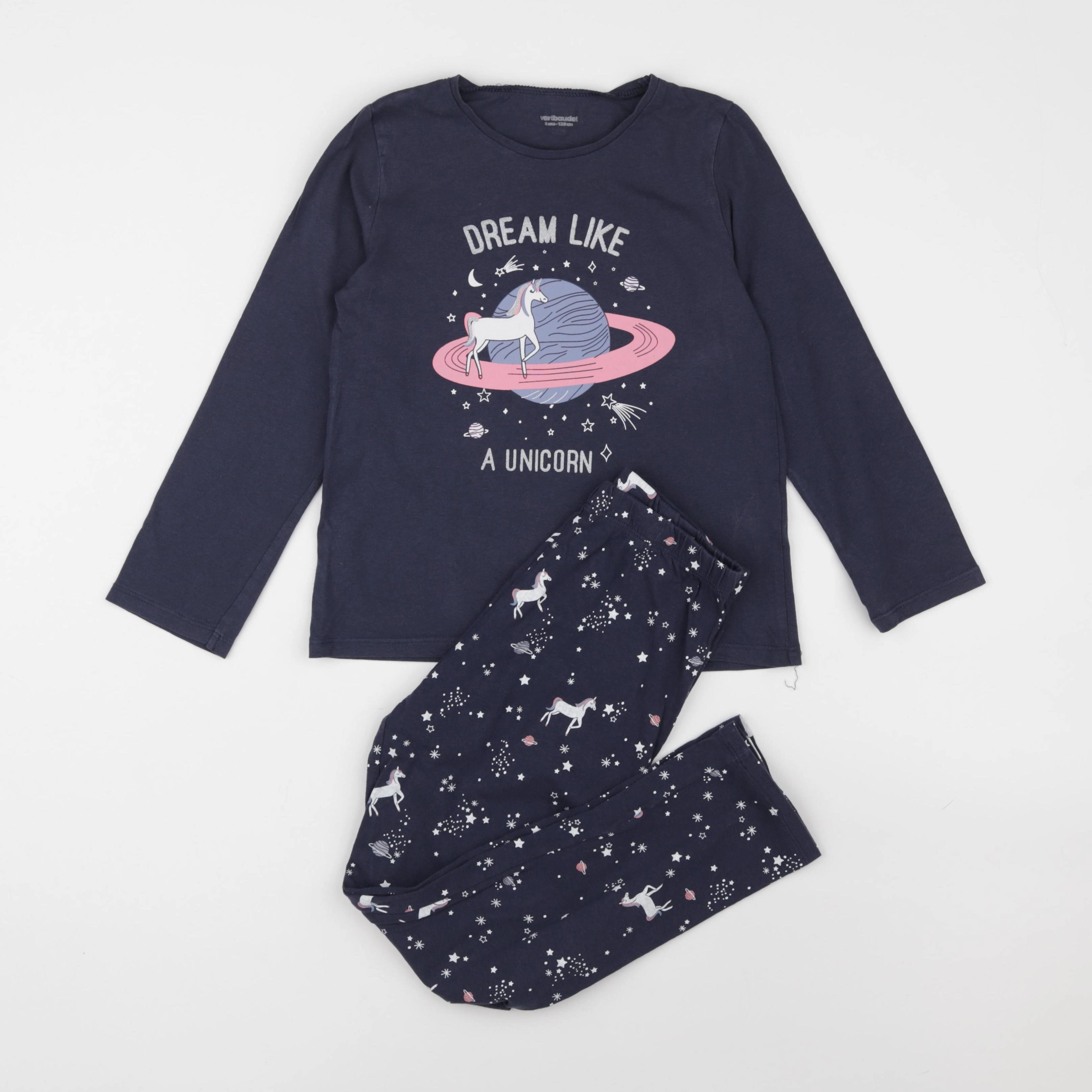 Vertbaudet - pyjama coton bleu - 8 ans