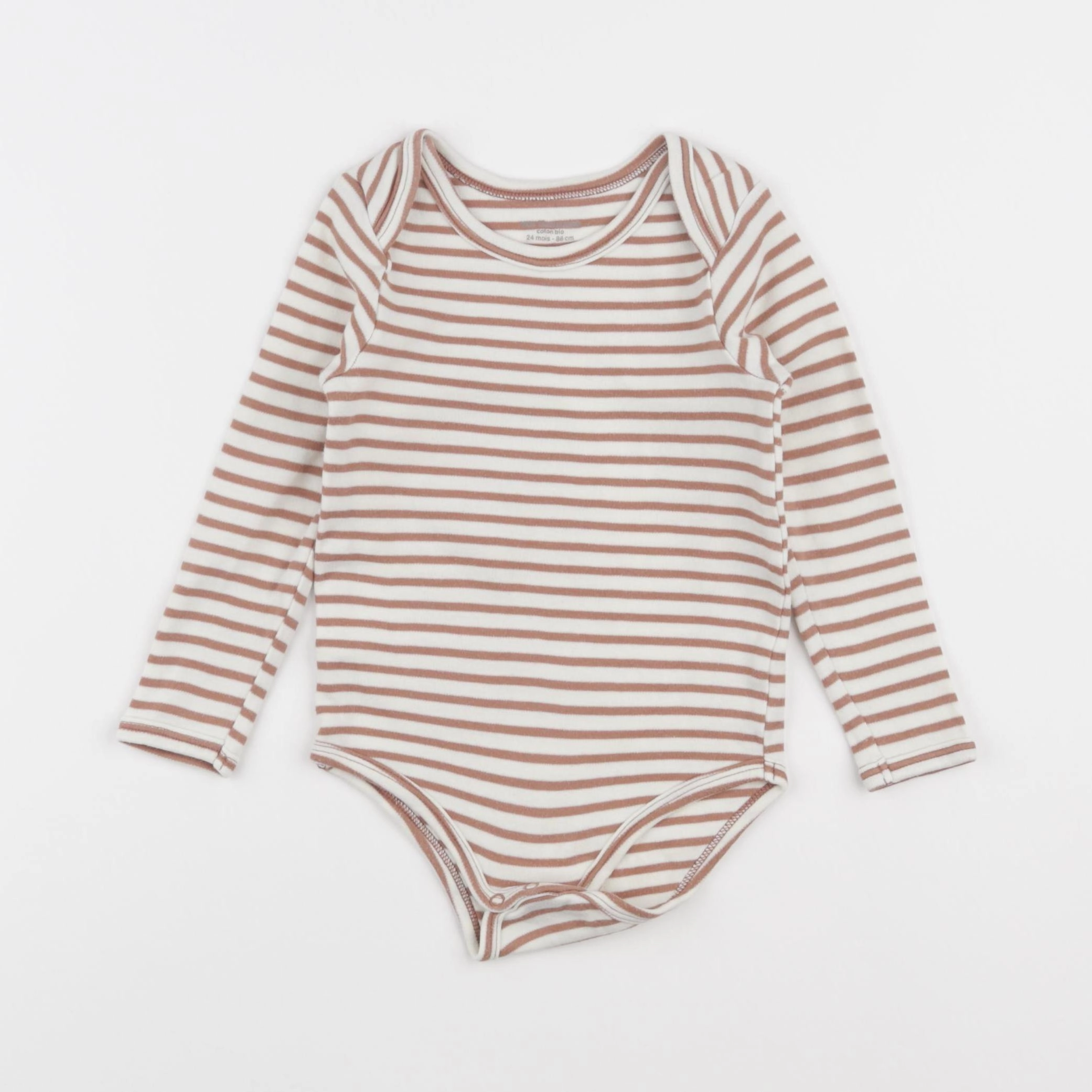 Vertbaudet - body blanc, marron - 24 mois