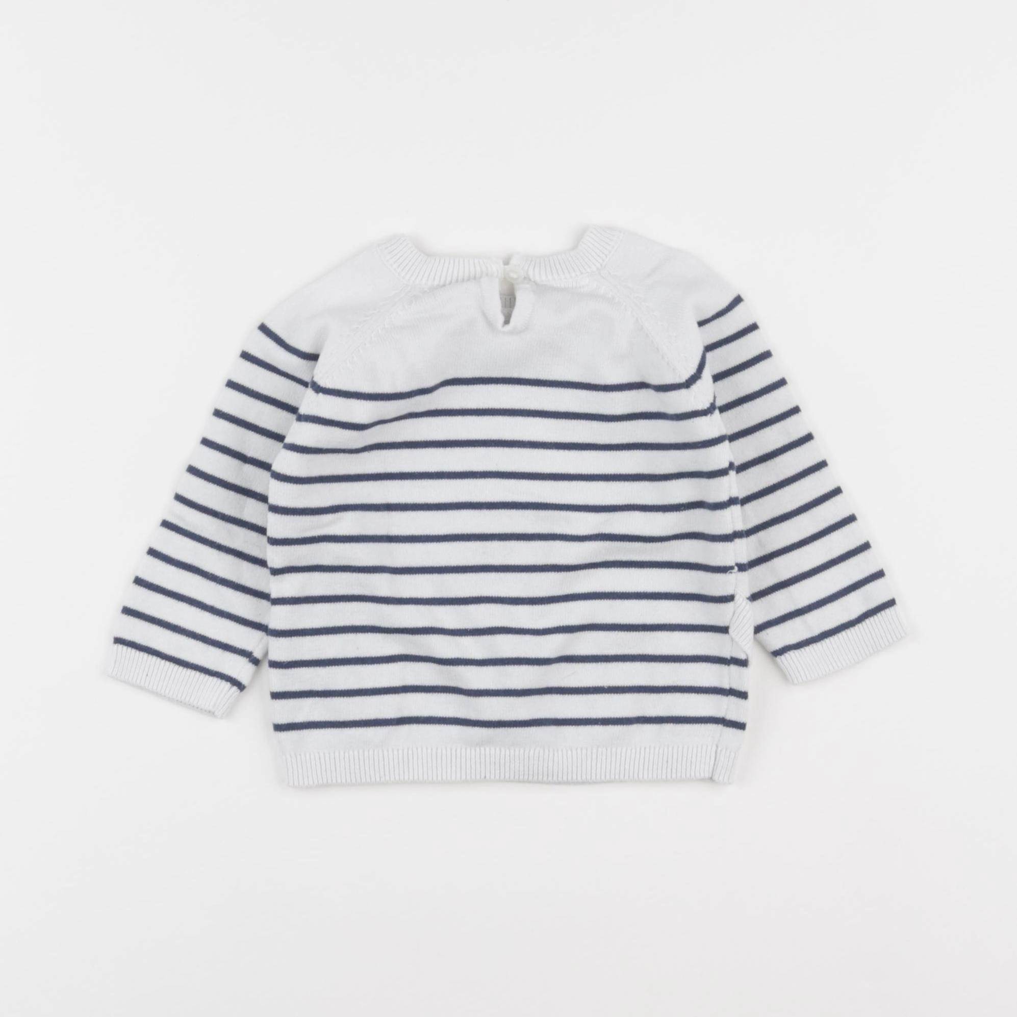 Vertbaudet - pull blanc, bleu - 9 mois