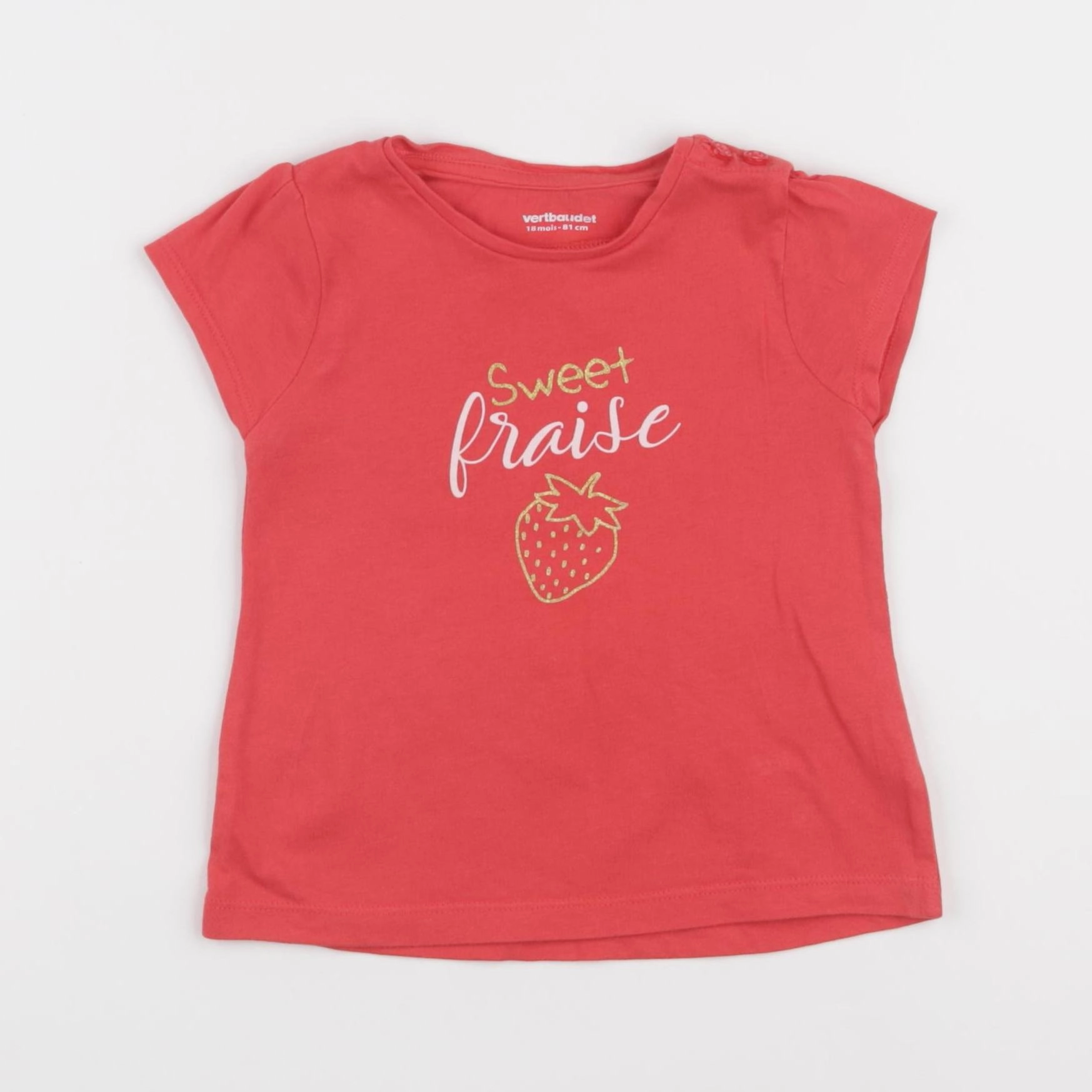 Vertbaudet - tee-shirt rouge - 18 mois