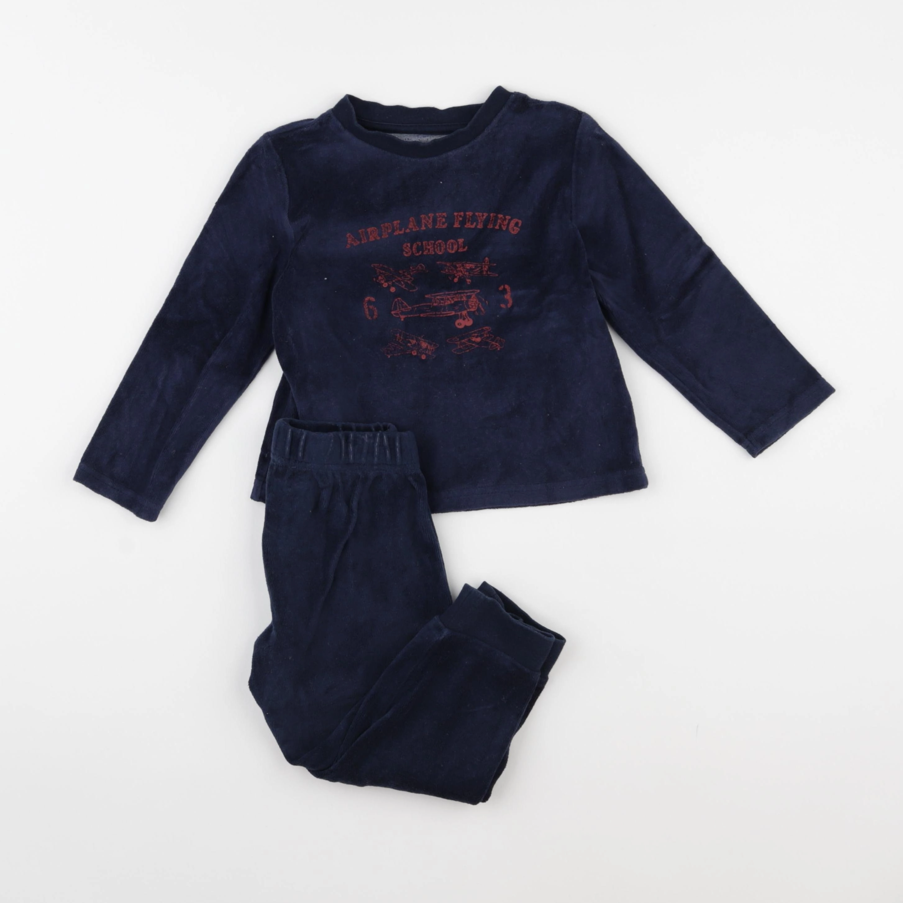 Vertbaudet - pyjama velours bleu - 3 ans
