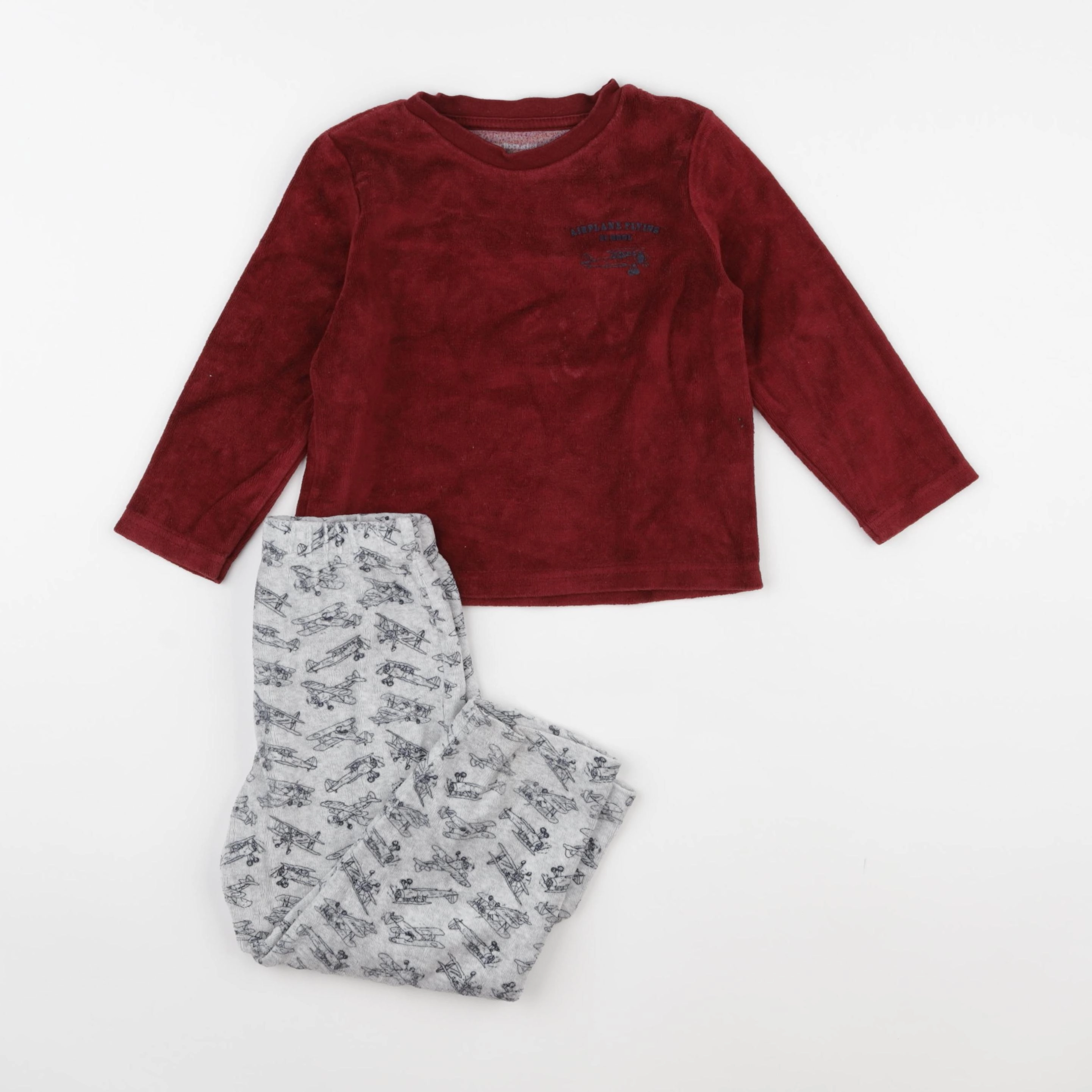 Vertbaudet - pyjama velours rouge - 3 ans