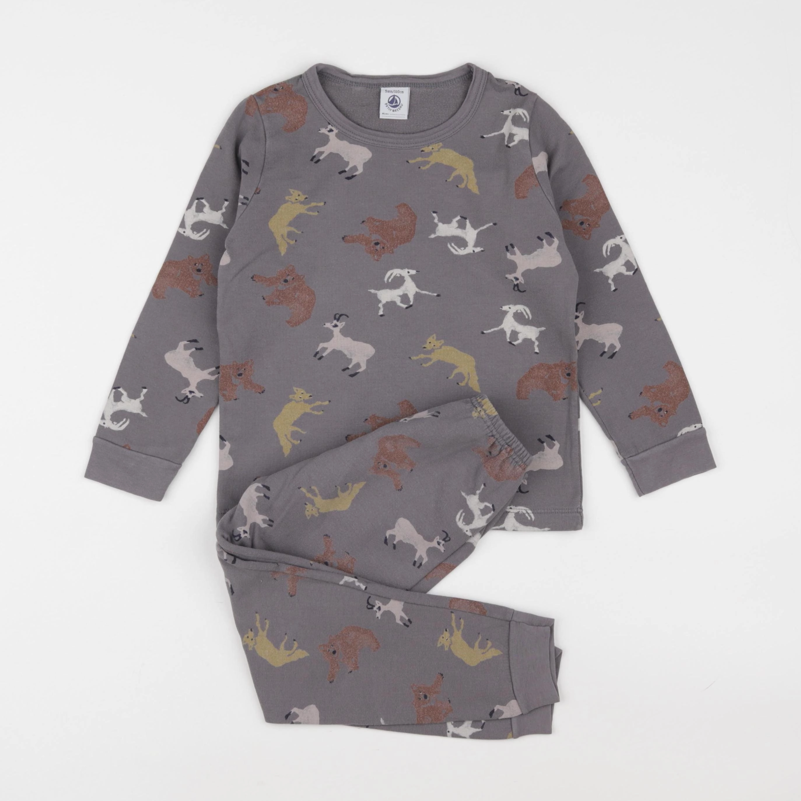 Petit Bateau - pyjama coton gris - 5 ans