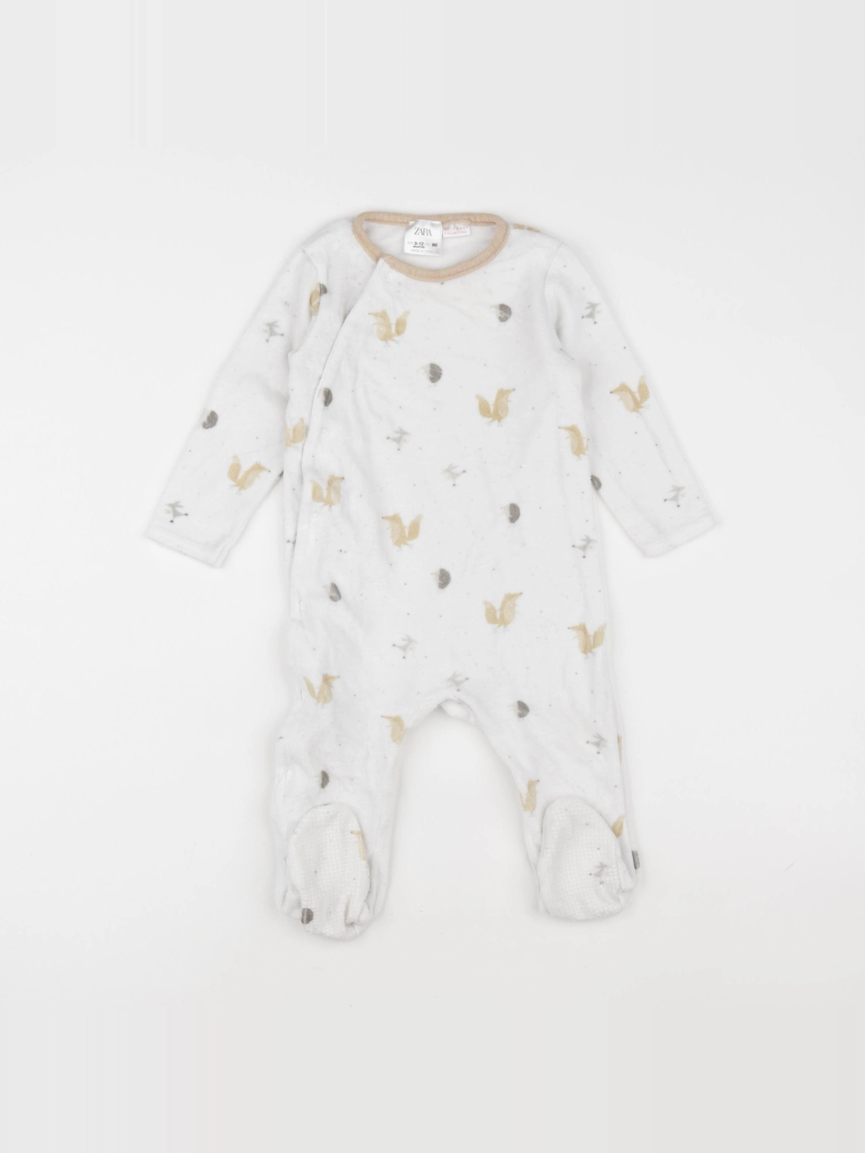 Zara - pyjama velours blanc, beige - 9/12 mois