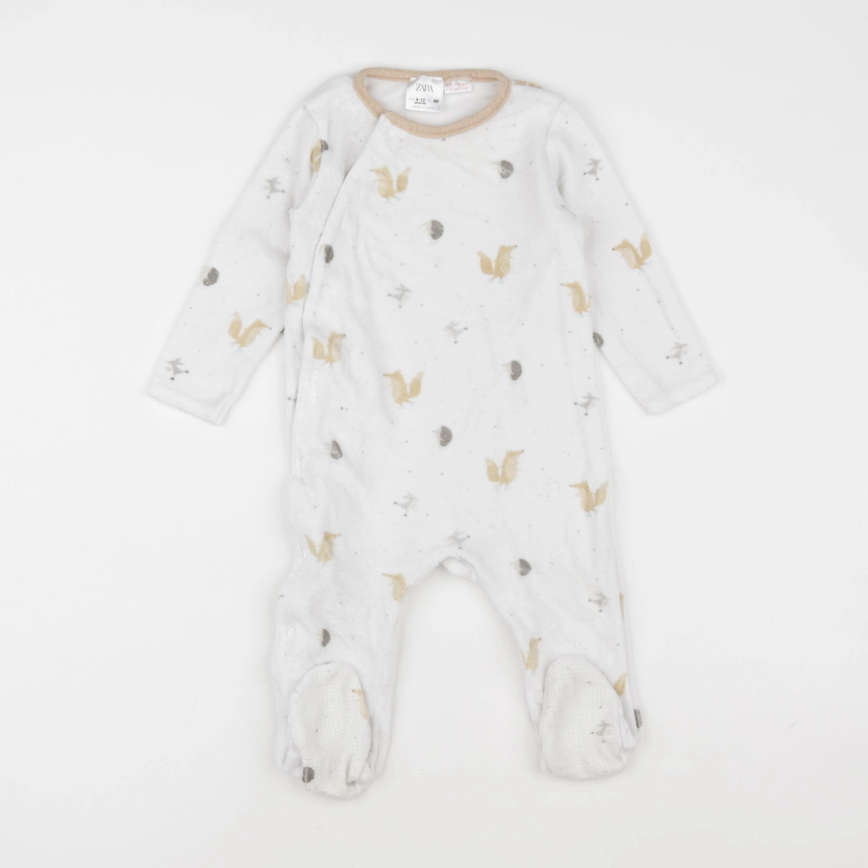 Zara - pyjama velours blanc, beige - 9/12 mois