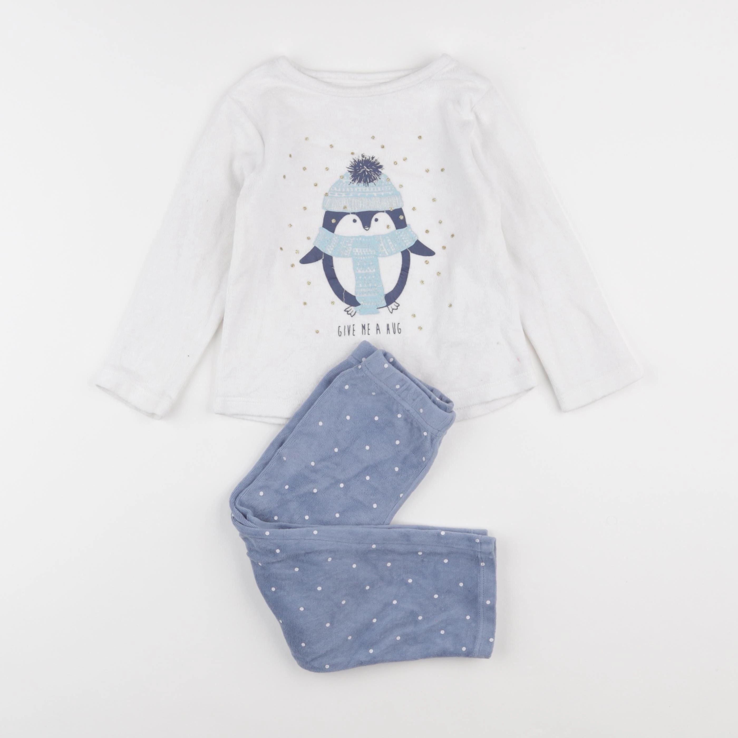 Vertbaudet - pyjama velours blanc - 3 ans