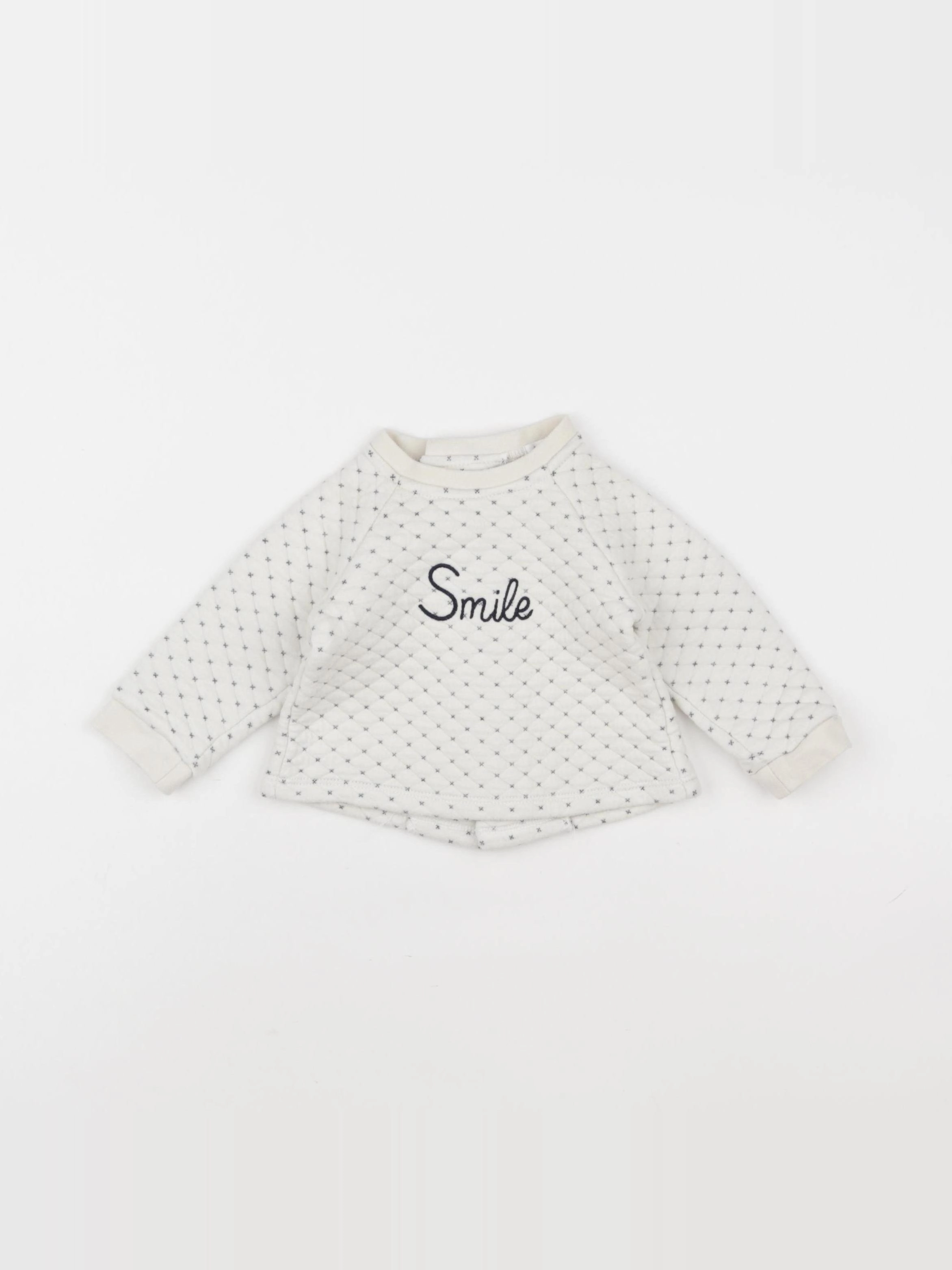 Boutchou - sweat blanc, bleu - 9 mois