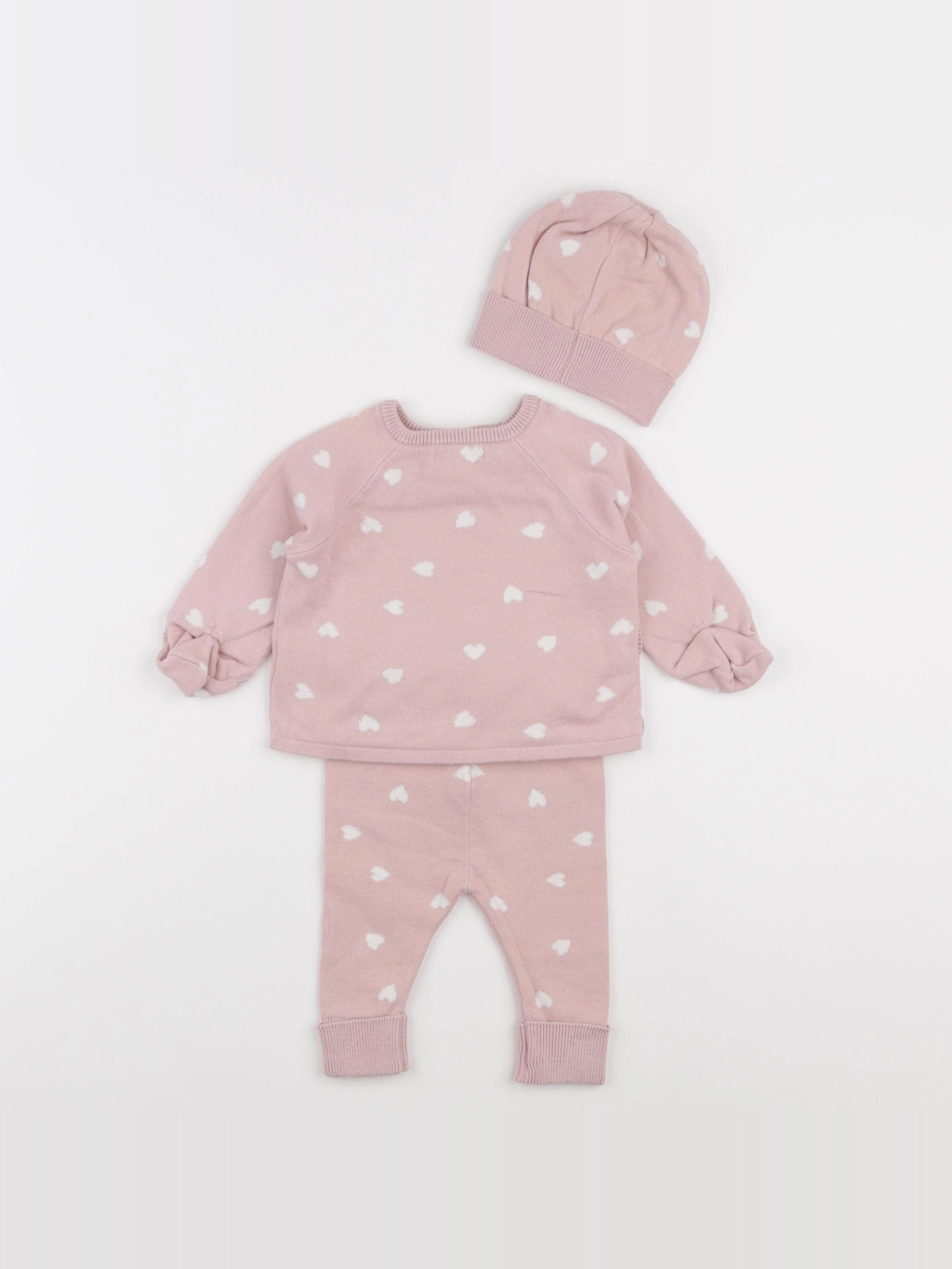 Vertbaudet - ensemble rose - 3/6 mois