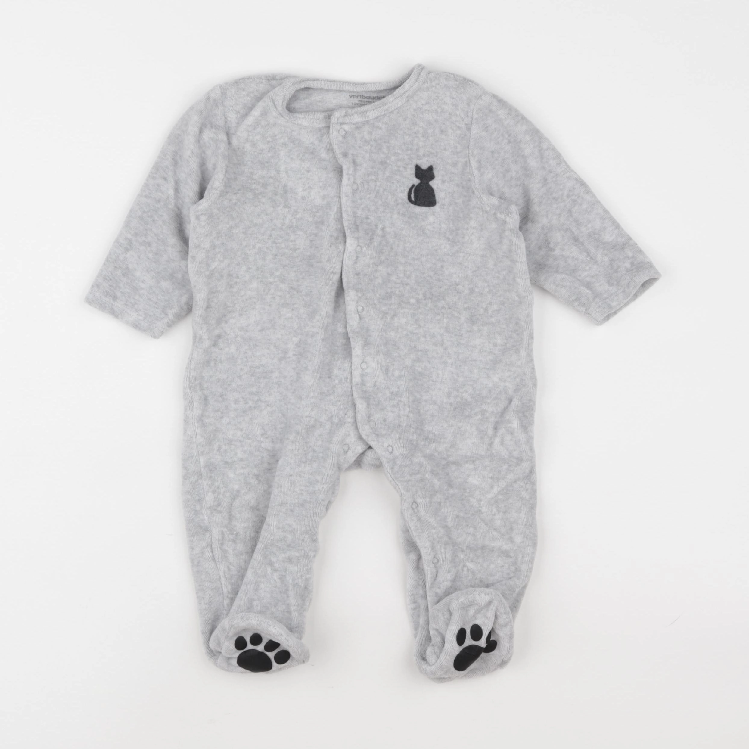 Vertbaudet - pyjama velours gris - 12 mois